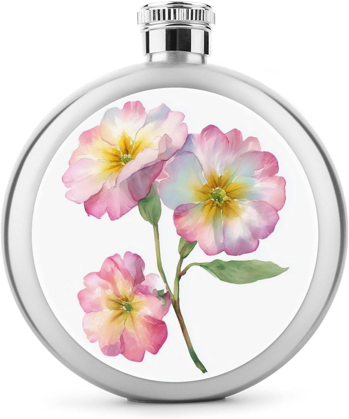 Flasque ronde portable en acier inoxydable pour liqueur, fleurs d'onagre, 140 ml - Image 2