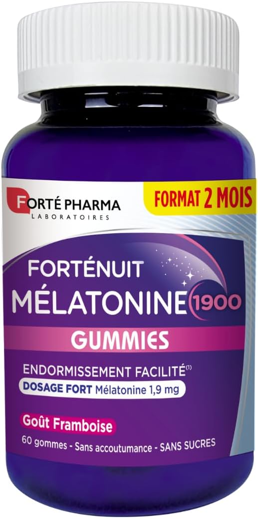 Forté Pharma - Melatonin 1900 Gummies sleep - Melatonin 1.9 mg chewable - Adult sleep aid dietary supplement, Adult sleeping, Time shift - 60 gums, 1/night - Image 2
