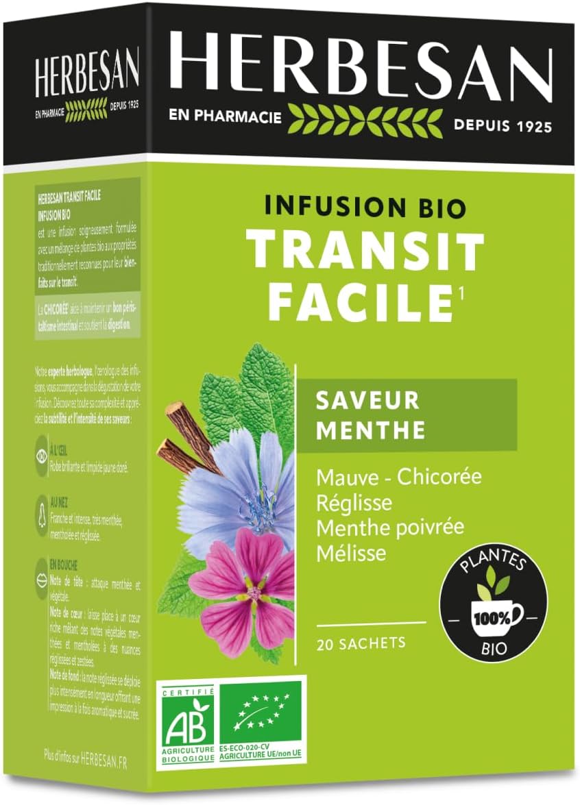 HERBESAN - EASY ORGANIC TRANSIT INFUSION - Mint flavour - Plastic-free - 100% organic plants - 20 paper bags - Image 2