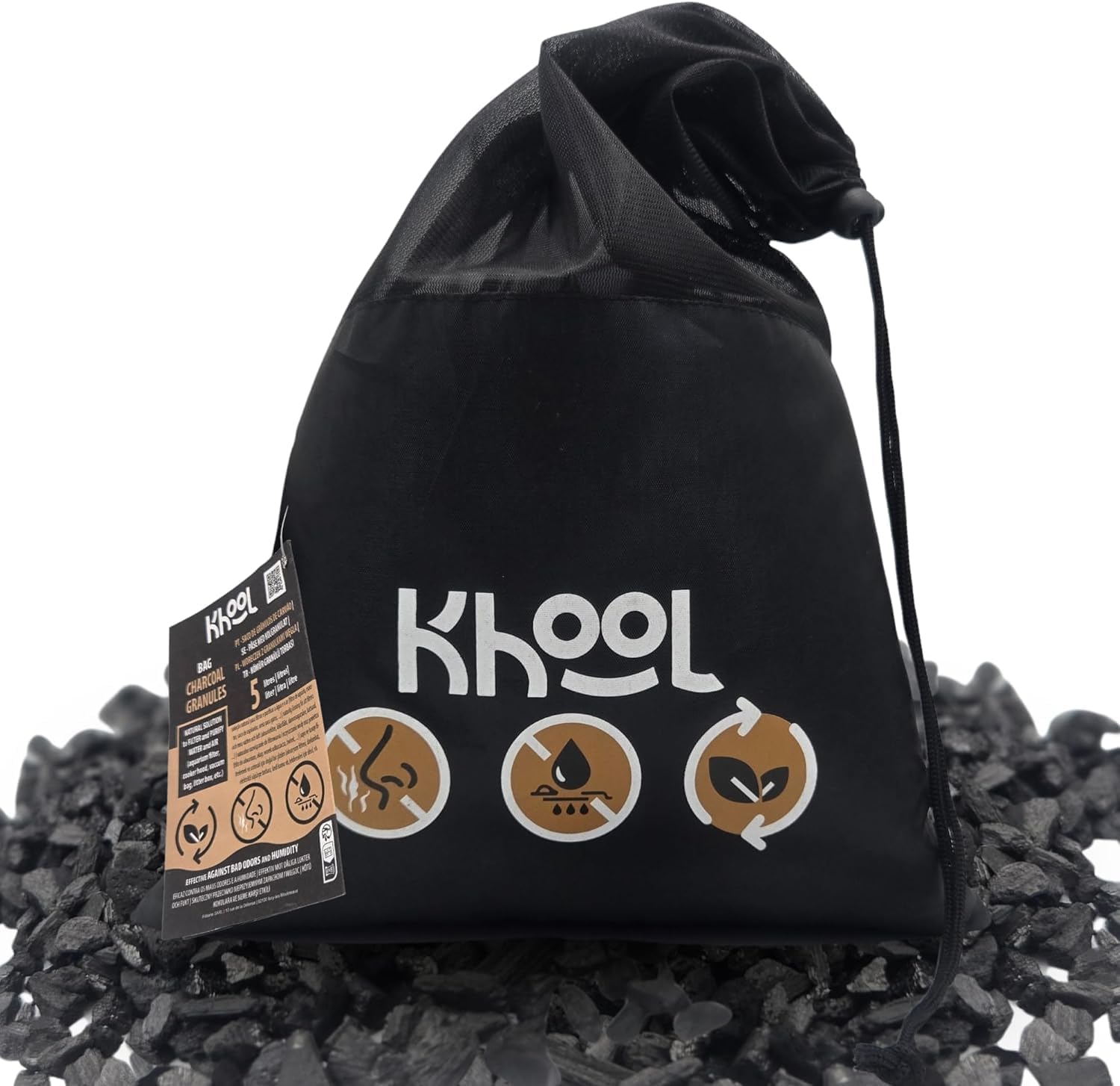 KHOOL - Activated Carbon Granules 5L - Bamboo Charcoal Filtration Air and Water - Hood, Aquarium and Pond - Economical Large Capacity - Long-Lasting Refill - Original France - Image 2