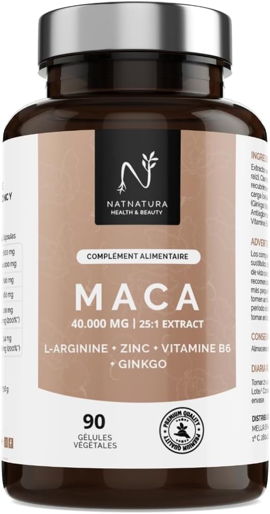 Maca Andina Ultra Concentrate 40.000 mg/day 25:1 | L-Arginine, Zinc, Vit. B6 & Ginkgo – Energy, Vitality & Personal Power | 90 Capsules - Image 2