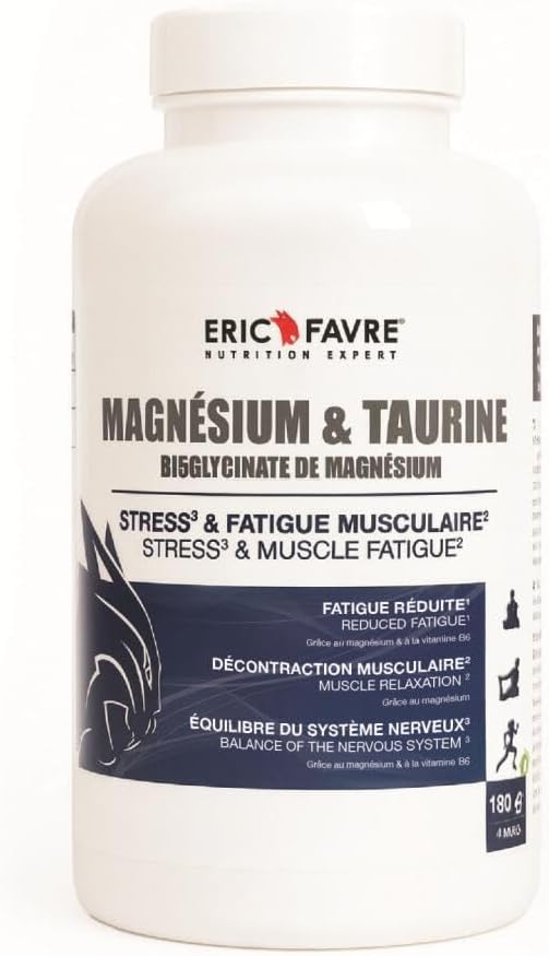 Magnesium Bisglycinate + TAURINE & VITAMIN B6-180 Vegetable Capsules - Fatigue, Stress, Sleep & Muscle Contraction - High Assimilation - Flexible Cure - Eric Favre - Image 2