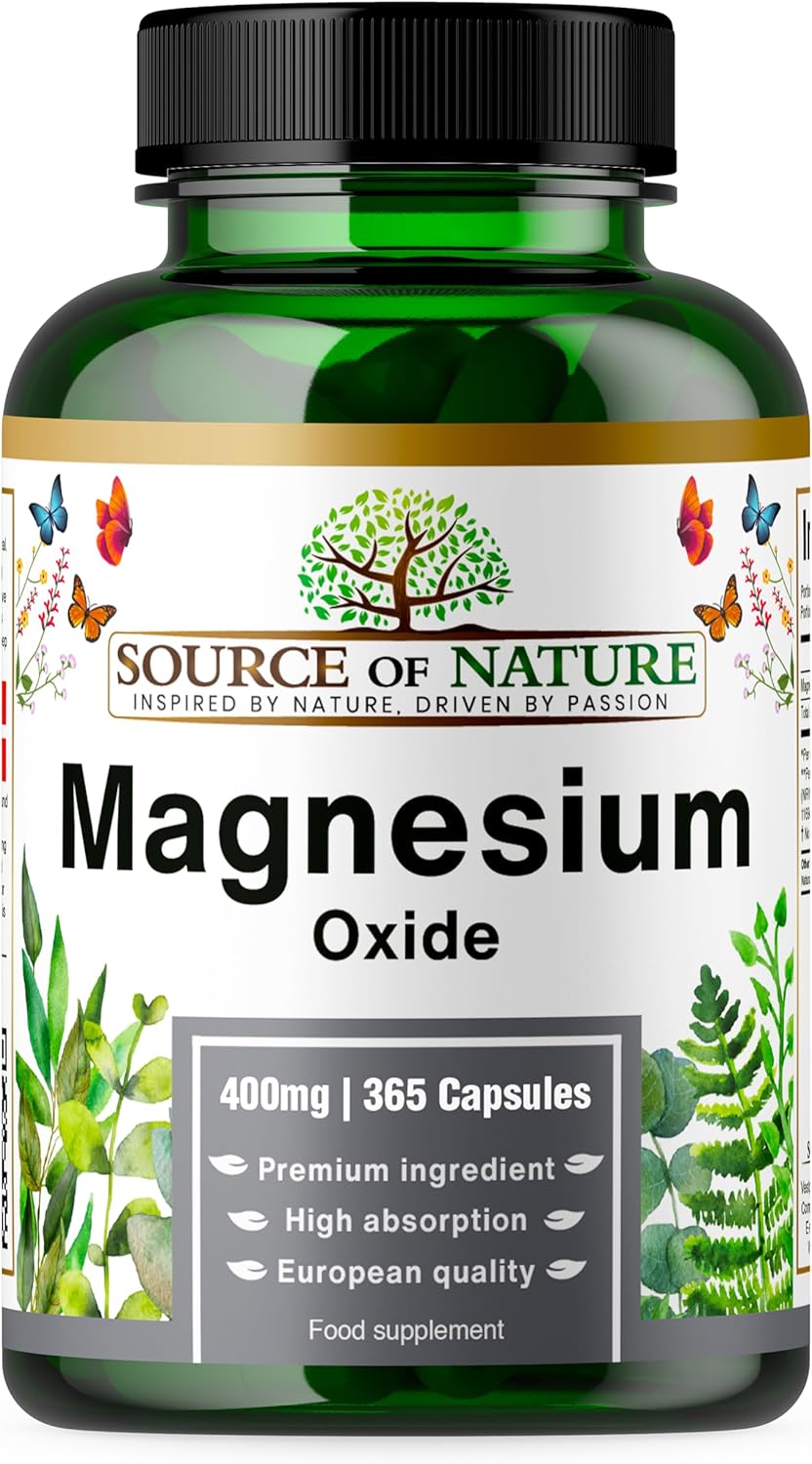 Magnesium Oxide 665 mg | 400 mg Elemental Magnesium | 365 Vegan Capsules | High Dose | 1 Year Reserve | Source of Nature - Image 2