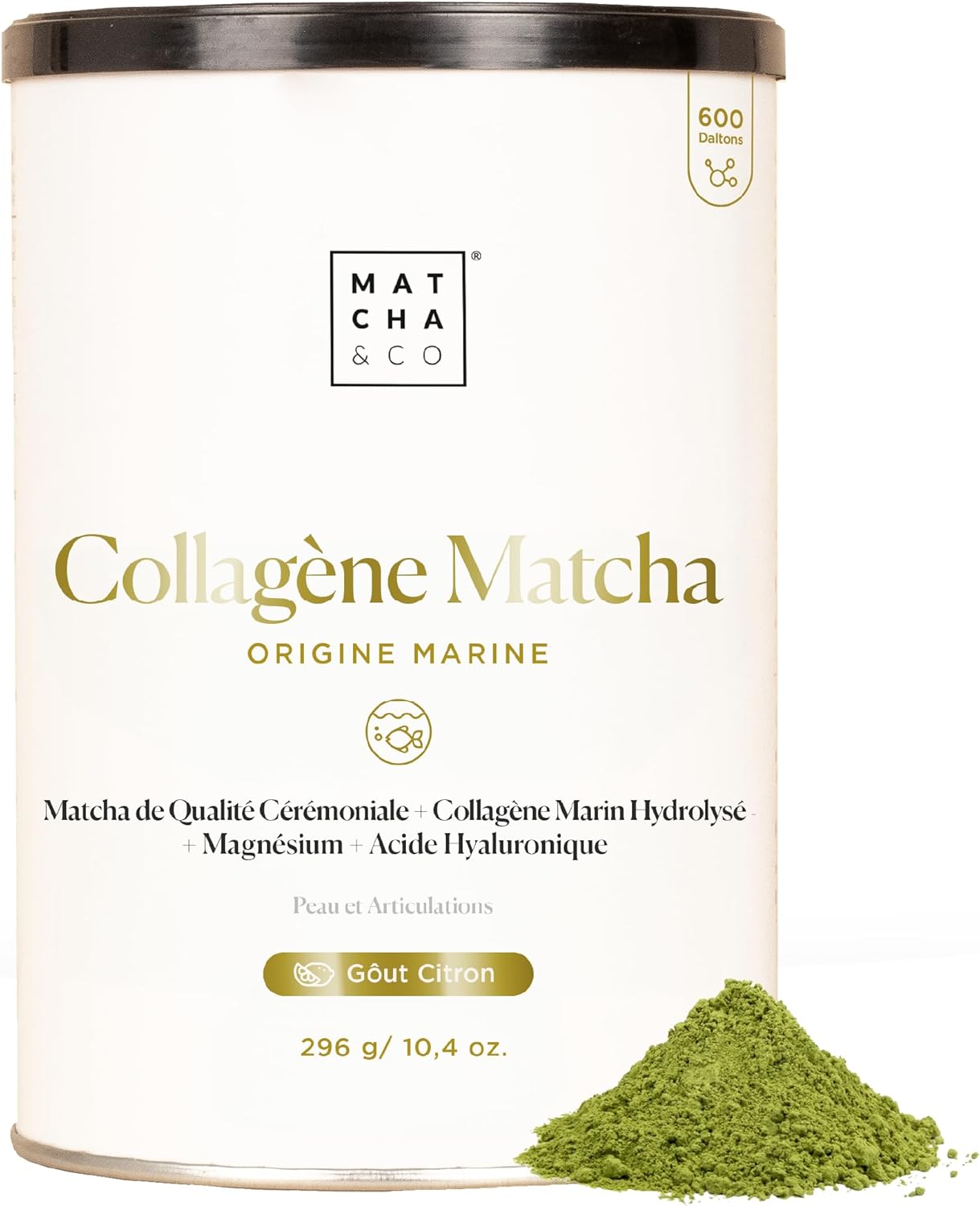 Matcha Collagen Powder with Magnesium and Hyaluronic Acid - Matcha Lemon Flavour - For Joints, Skin and Nails - 296g - Image 2