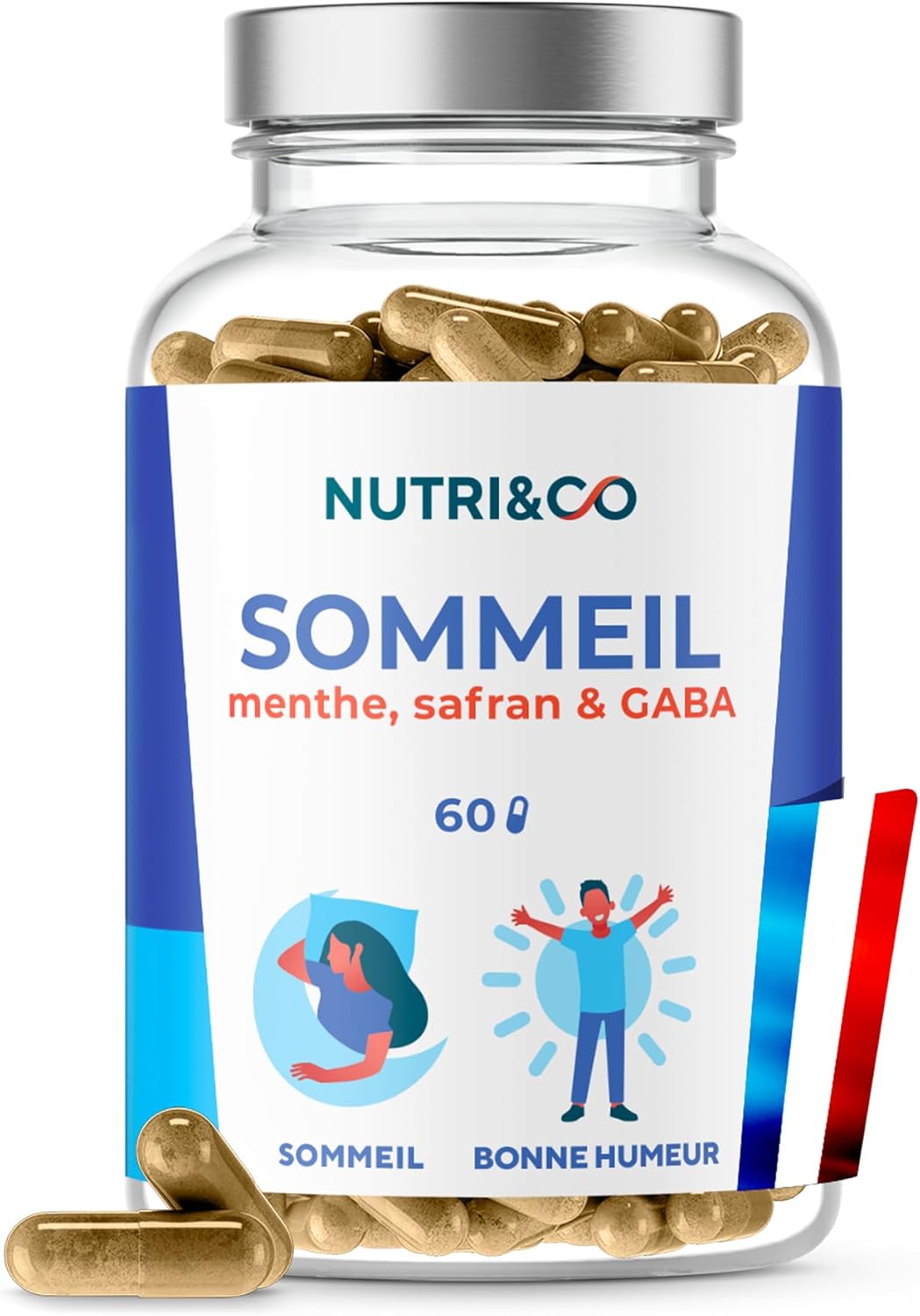 NUTRI & CO Sleep Formula - Mint, Saffron, GABA - 3-in-1 Product Facilitates Sleep, Deep Sleep & Active Wake-up - Adult Sleep Supplement - 60 Vegan Capsules - Made in France - Image 2