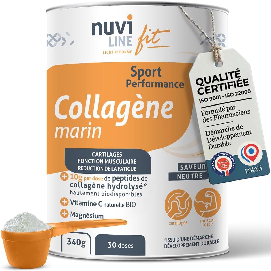 Nuviline Fit - Marine Sport Collagen - Hydrolyzed Collagen Powder - Organic Vitamin C + Magnesium - Muscle & Fatigue - Pre/Post Workout - Premium Quality - Made in France - 340 g (30 Doses) - Image 2