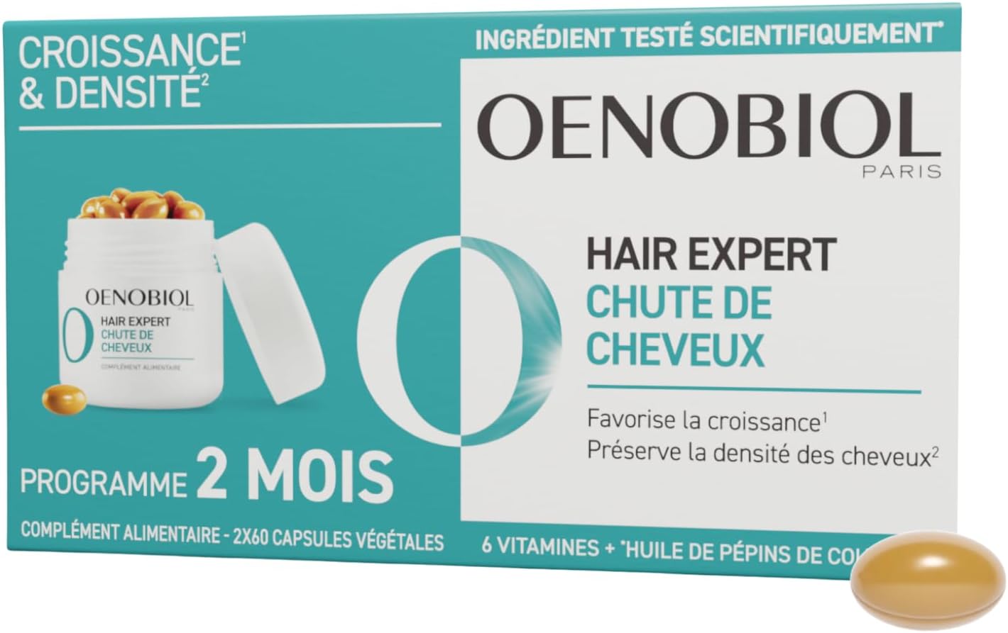 OENOBIOL Hair Expert Hair Loss - New Concentrated Formula - Promotes Growth - Preserves Hair Density - Dietary Supplement 2 x 60 Capsules - 2 Months Programme - Image 2