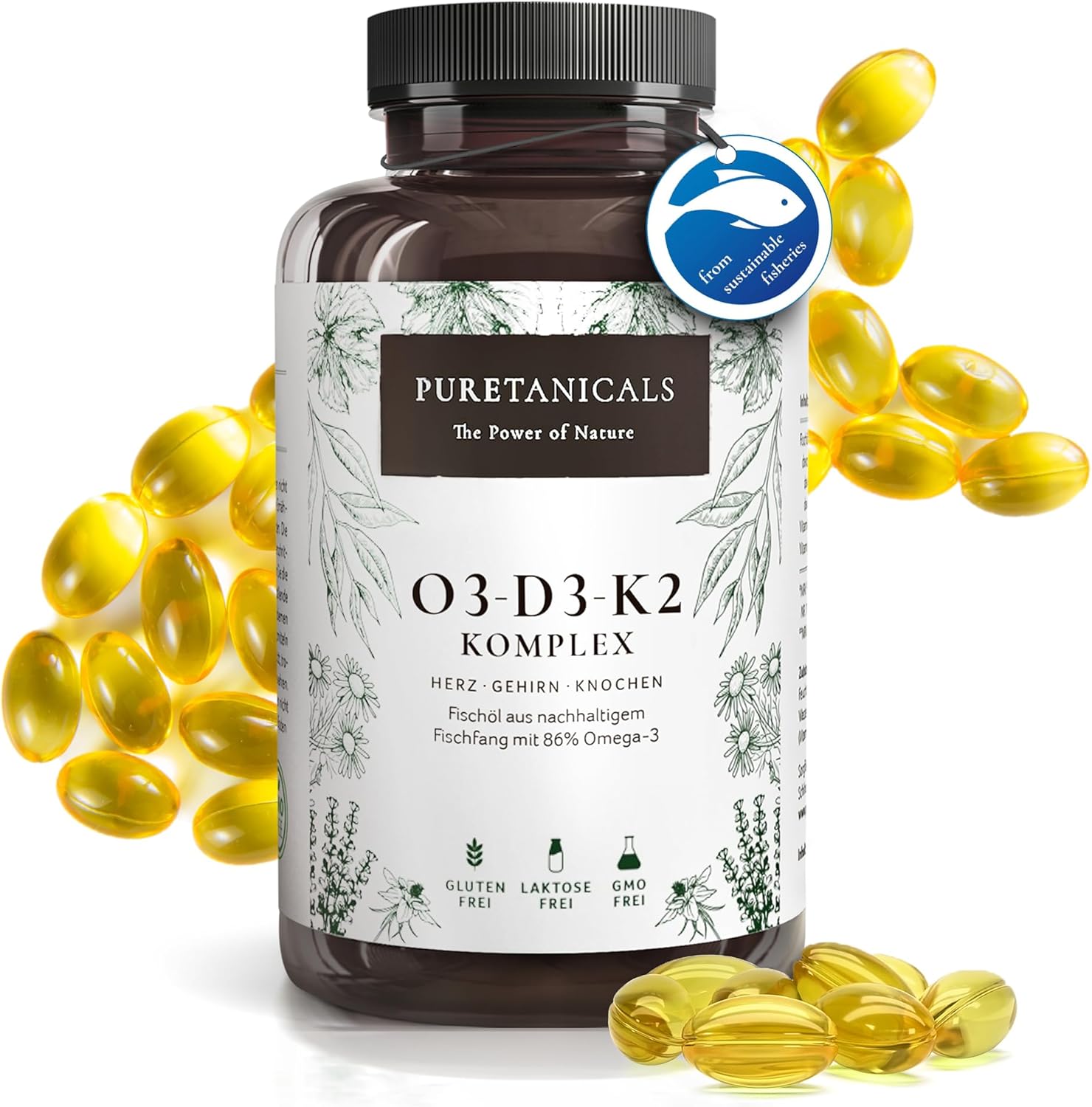 Omega 3 + Vitamin D3 + K2 MK7 All-Trans - Premium Essentials O3-D3-K2 High Dosage Complex - Fish Oil with EPA & DHA Fatty Acids, Vit D3 K2 | Omega3 Drops | 240 Capsules - Image 2