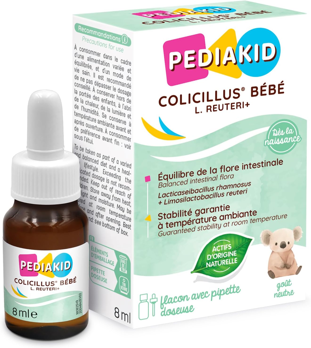 PEDIAKID - Baby Colicillus - Lactobacillus GG & Reuteri Probiotics - 1 Billion CFU per intake - Reduces abdominal contractions - Lactose free - Taste neutral - From birth - 10ml bottle - Image 2