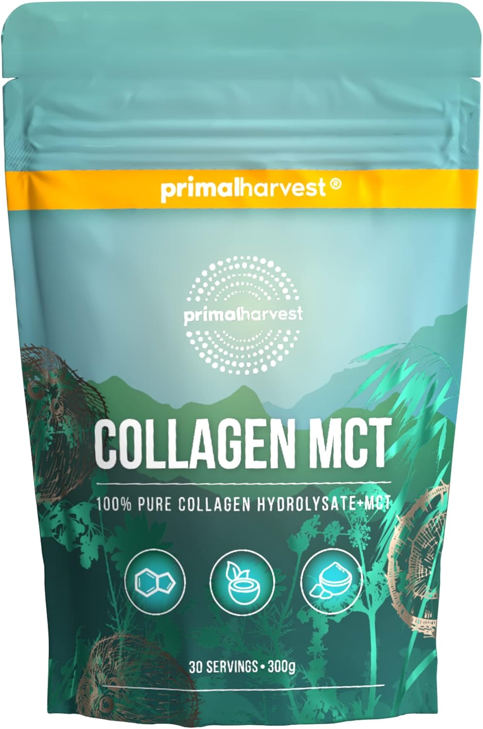 Primal Harvest Collagen powder - 30 servings Premium Collagen Complex - sustainable grass feed - collagen hydrolyzate - neutral taste & optimal solubility (1 Bag (30 Servings), MCT) - Image 2