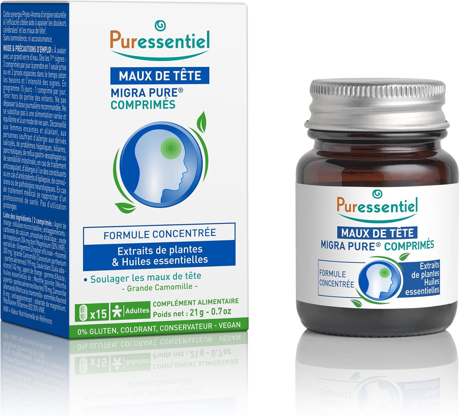 Puressentiel – Migra Pure Tablets – Essential Oils, Plant Extracts, Vitamin & Marine Magnesium – Natural and Concentrated Formula - Relieves Headaches -Dietary Supplements - x15 - Image 2