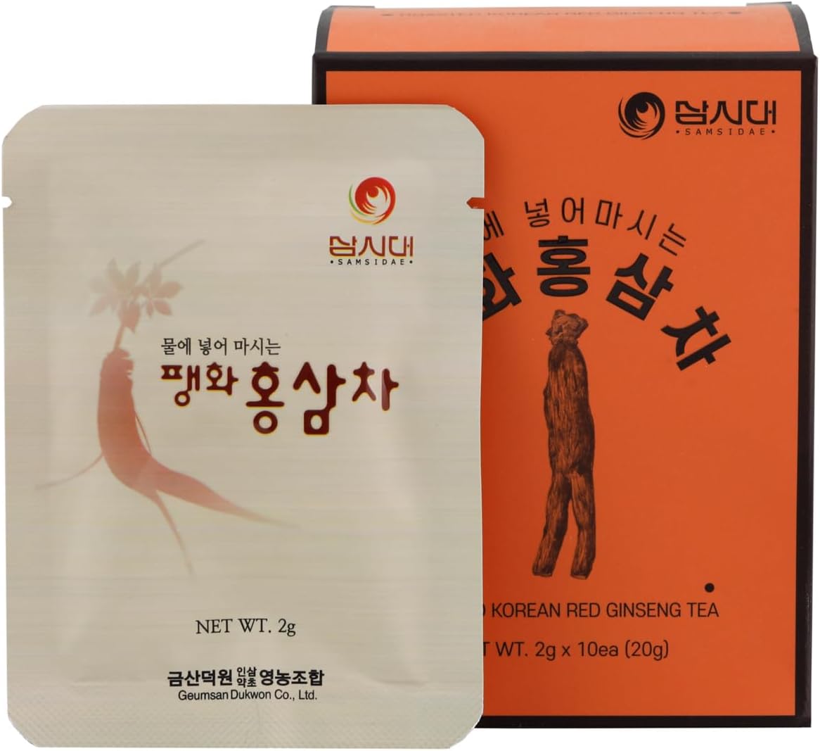 SAMSIDAE - Korean Red Ginseng Tea, Energy, Memory & Immunity, Infuse Hot or Cold, 6 Year Roots, Superior Quality, Box of 10 Bags - Image 2
