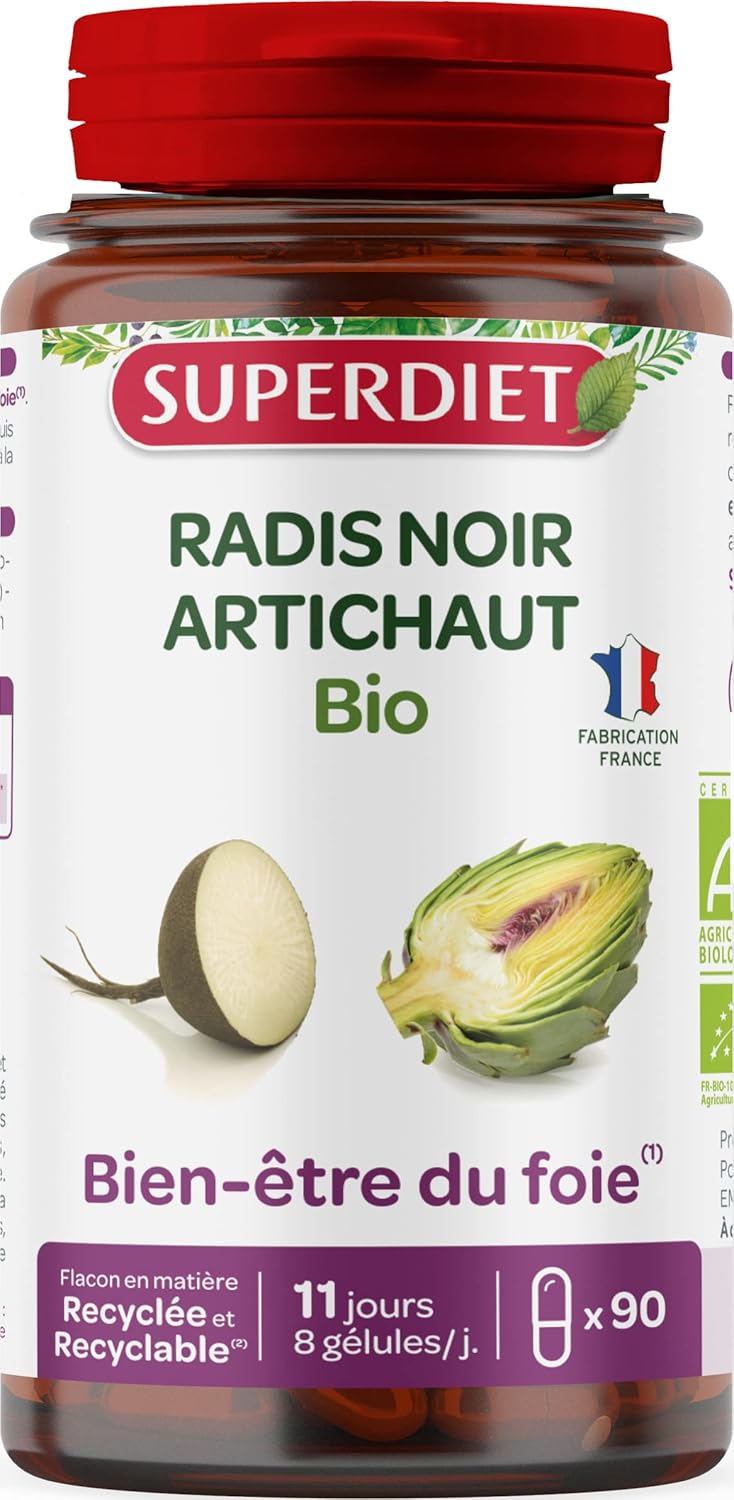 SUPERDIET - RADIS NOIR ARTICHOKE ORGANIC – Liver well-being – Herbal medicine – Made in France – 90 capsules - Image 2