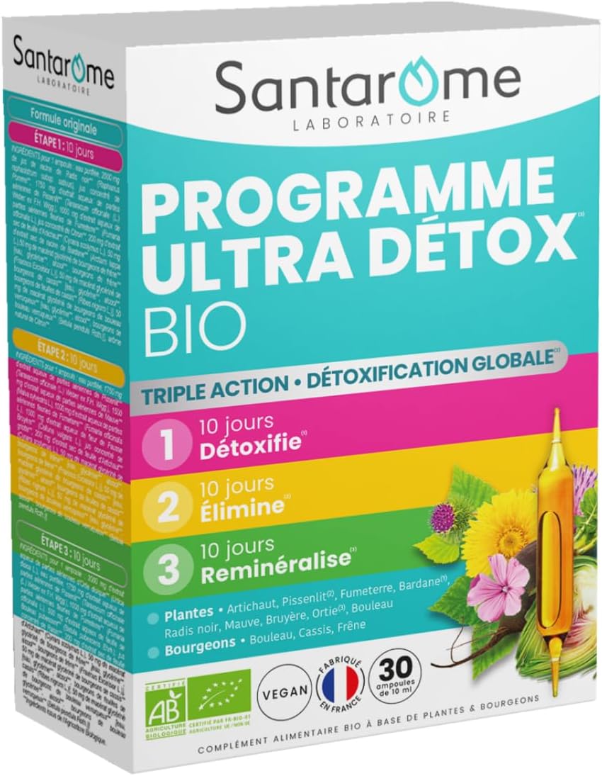 Santarome Bio - Organic Ultra Detox Program | Detox Food Supplement | Detoxes, Eliminates, Remineralizes - Organic Herbal - Artichoke, Black Radish, Burdock | 1 Month Cure | Vegan | Made In France - Image 2