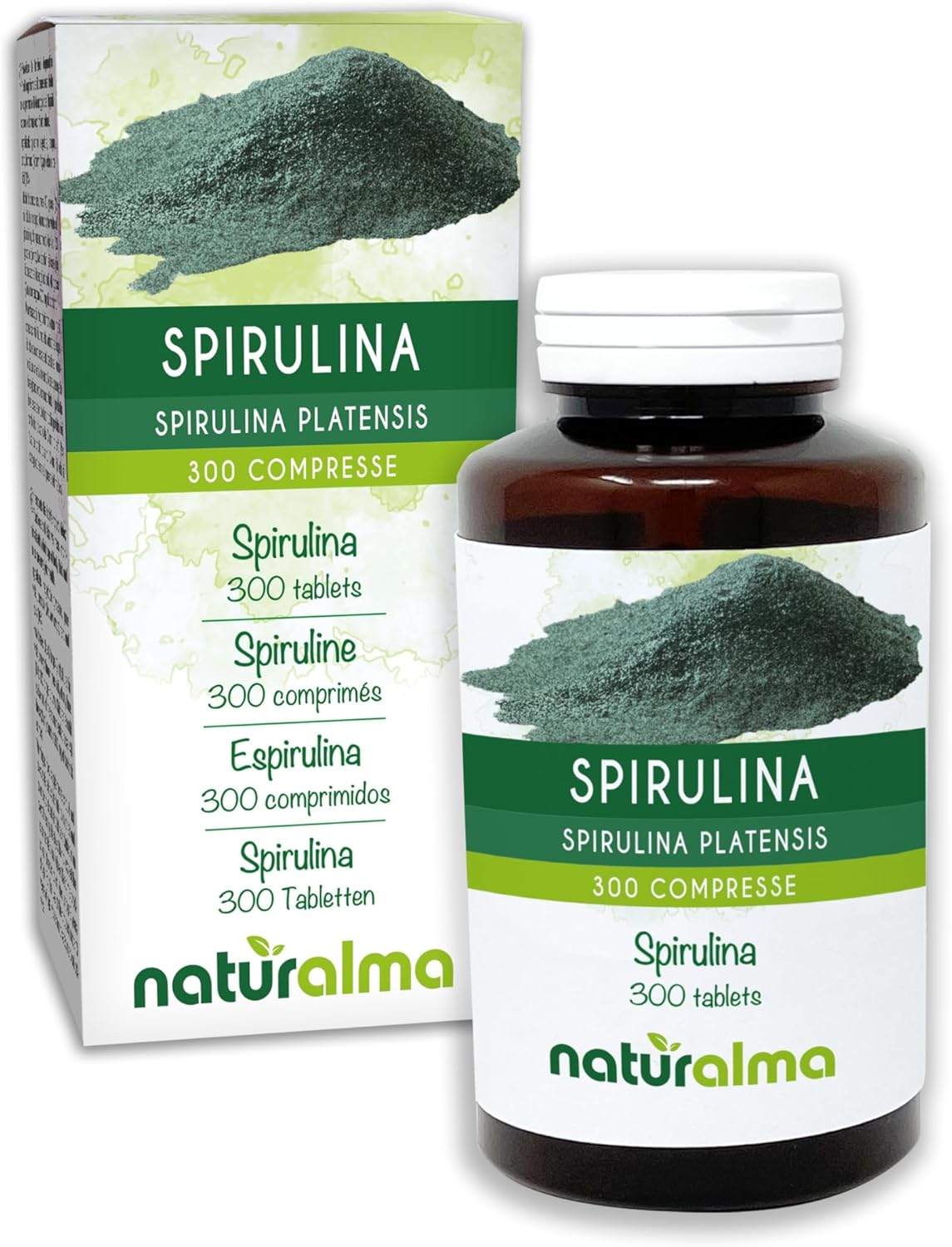 Spirulina (Spirulina platensis or Arthrospira platensis) Thallus (Algae) Naturalma - 150 g - 300 Tablets - Food Supplement - Natural and Vegan - Image 2