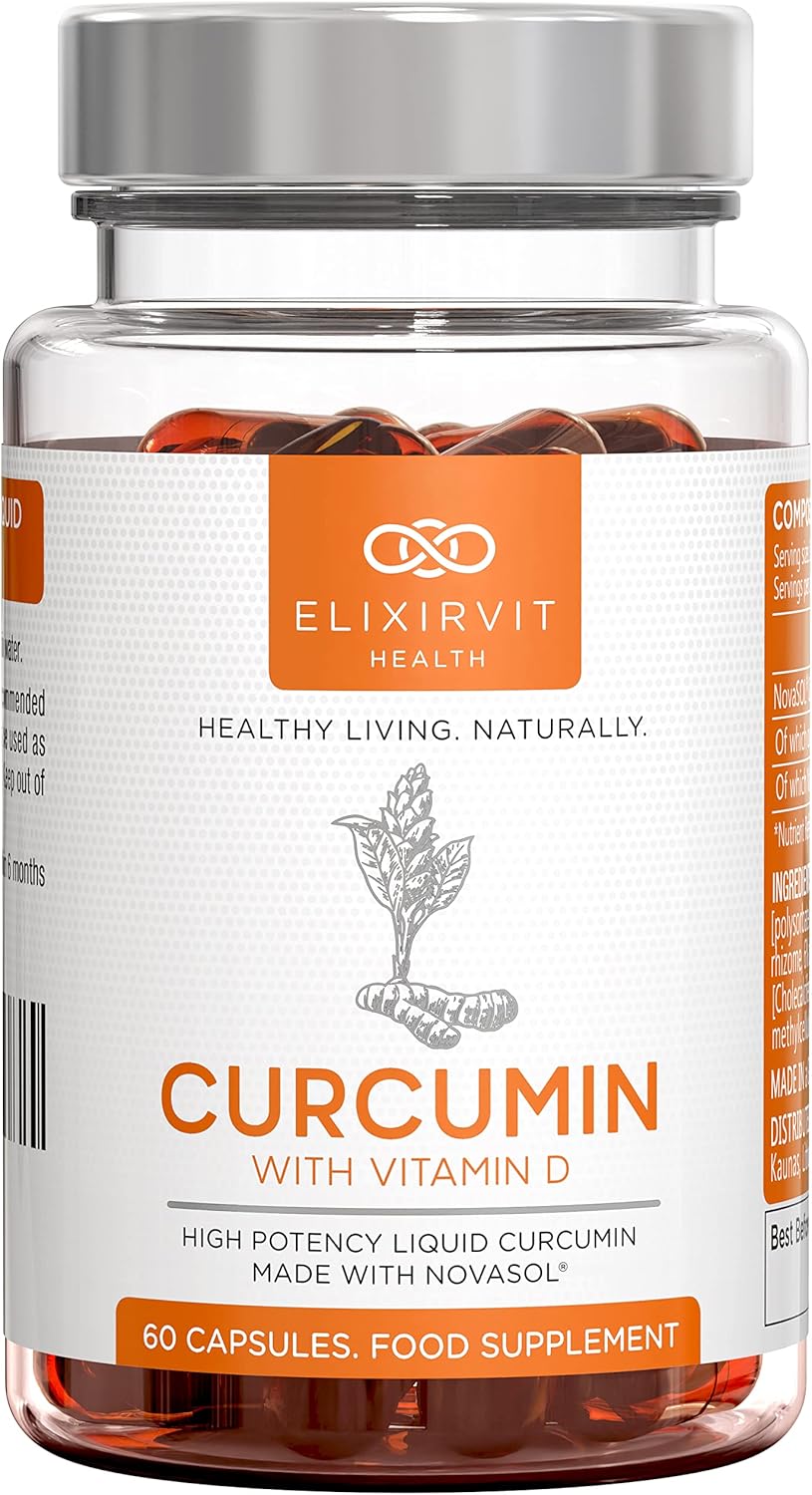 Turmeric Liquid Curcumin With Vitamin D – 185 X More Bioavailable Than Standard Turmeric/Curcumin – Immediately Absorbable – 60 NovaSOL Curcumin Capsules - Image 2