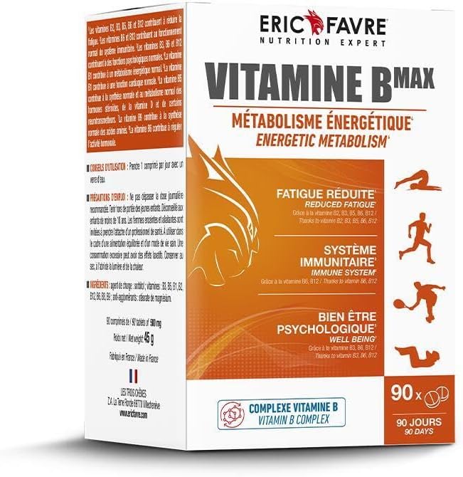 VITAMIN B COMPLEX B Maxx - Highly Dosed - Vitamins B1, B2, B3, B5, B6, B7, B9, B12 - Immune System, Fatigue Reduction - Programme 90J - 90 Tablets - Eric Favre - Image 2