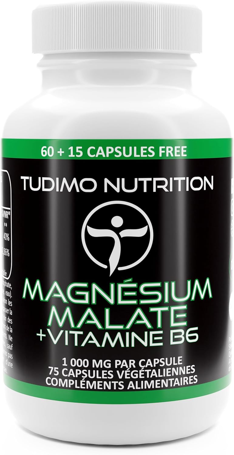 Vegan Magnesium Malate with Vitamin B6 – 1000mg | 150mg Elemental Magnesium + Vit B6 – 75 Fast Disintegrating Capsules (2+ Months), with 150mg Magnesium Malate Mineral Powder - Image 2