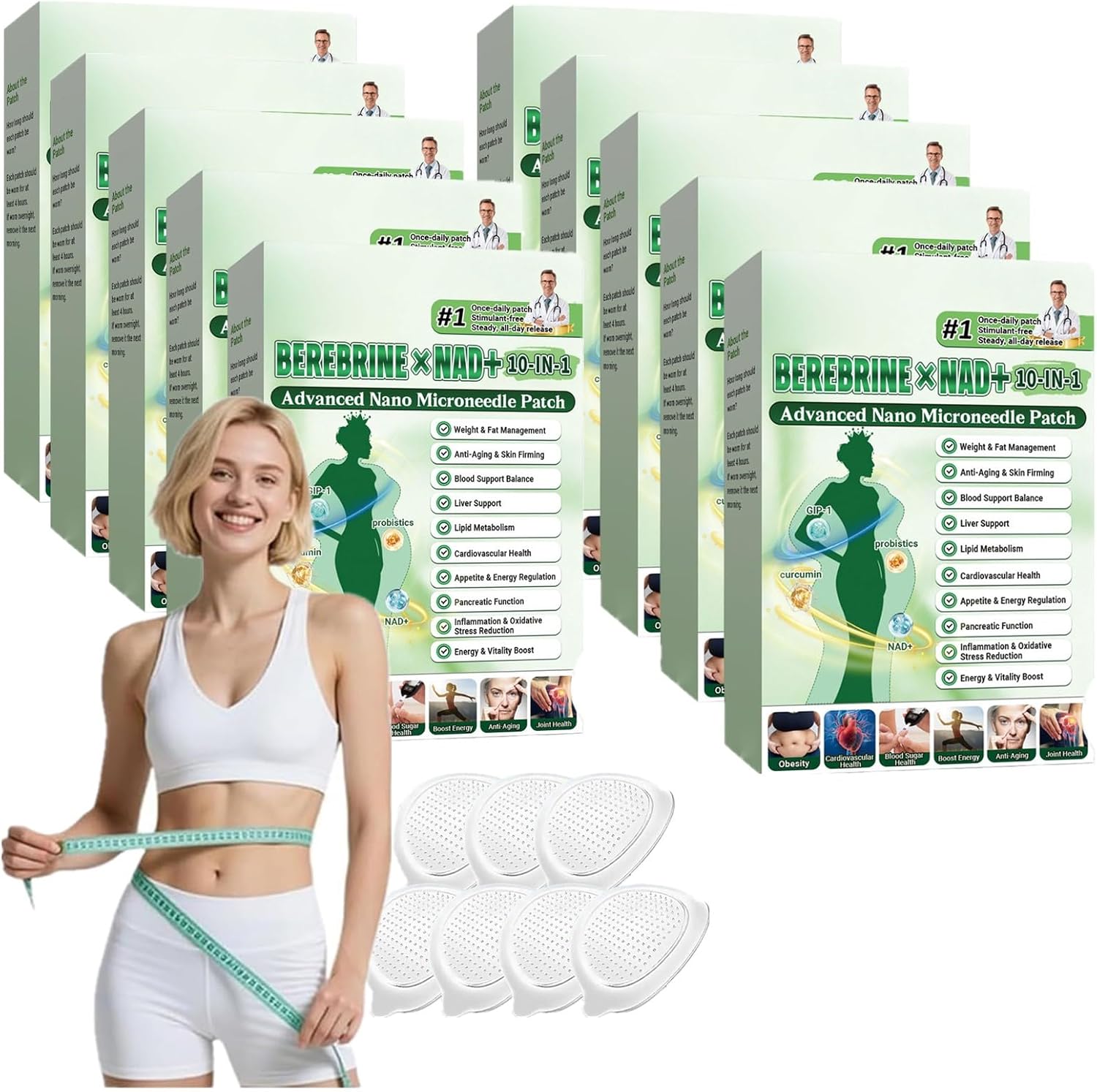 1/4/6/10 Boxes 10 in 1 Natural Ingredients Daily Body Patches Ultra Thin Invisible Targeted Action for Men and Women (Green10PC) - Image 2