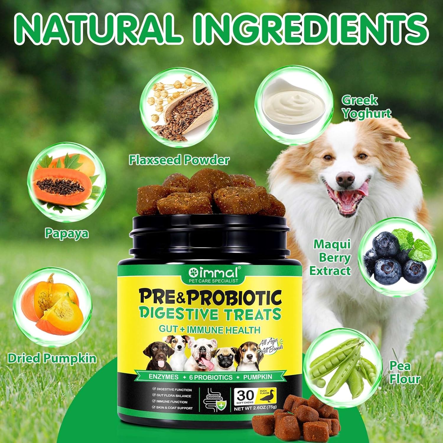 Dog Probiotic - 30 Chew Probiotics for Dogs, Dog Food Supplement for Digestion, Promote Intestinal Health, Gas Relief and Constipation, Duck Flavour - Image 5