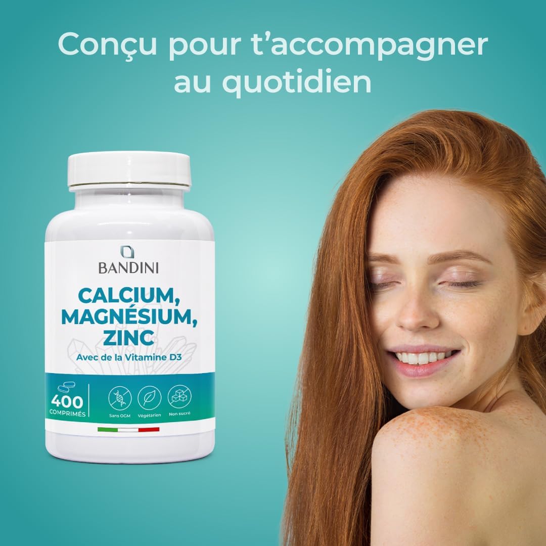Bandini® Calcium Magnesium Zinc Vitamin D3 + K2 MK7 | 400 Tablets | With Copper, Selenium, Manganese & Boron | Highly Assimilable Multivitamin and Mineral Complex | Bone, Muscle, Skin, Hair - Image 4