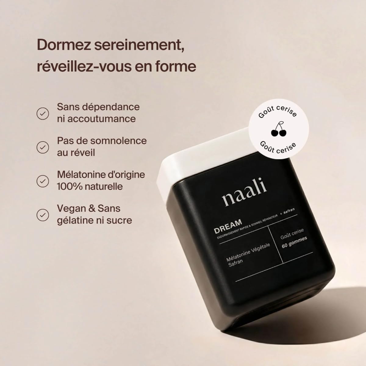 Naali Dream Gummies Sleep - Saffron Vegetable Melatonin - 60 Gummies Reduction Time To Sleep, Reduce Time Shift Effects - Peaceful Sleep Gummies - Vegan - Night Use - Image 3