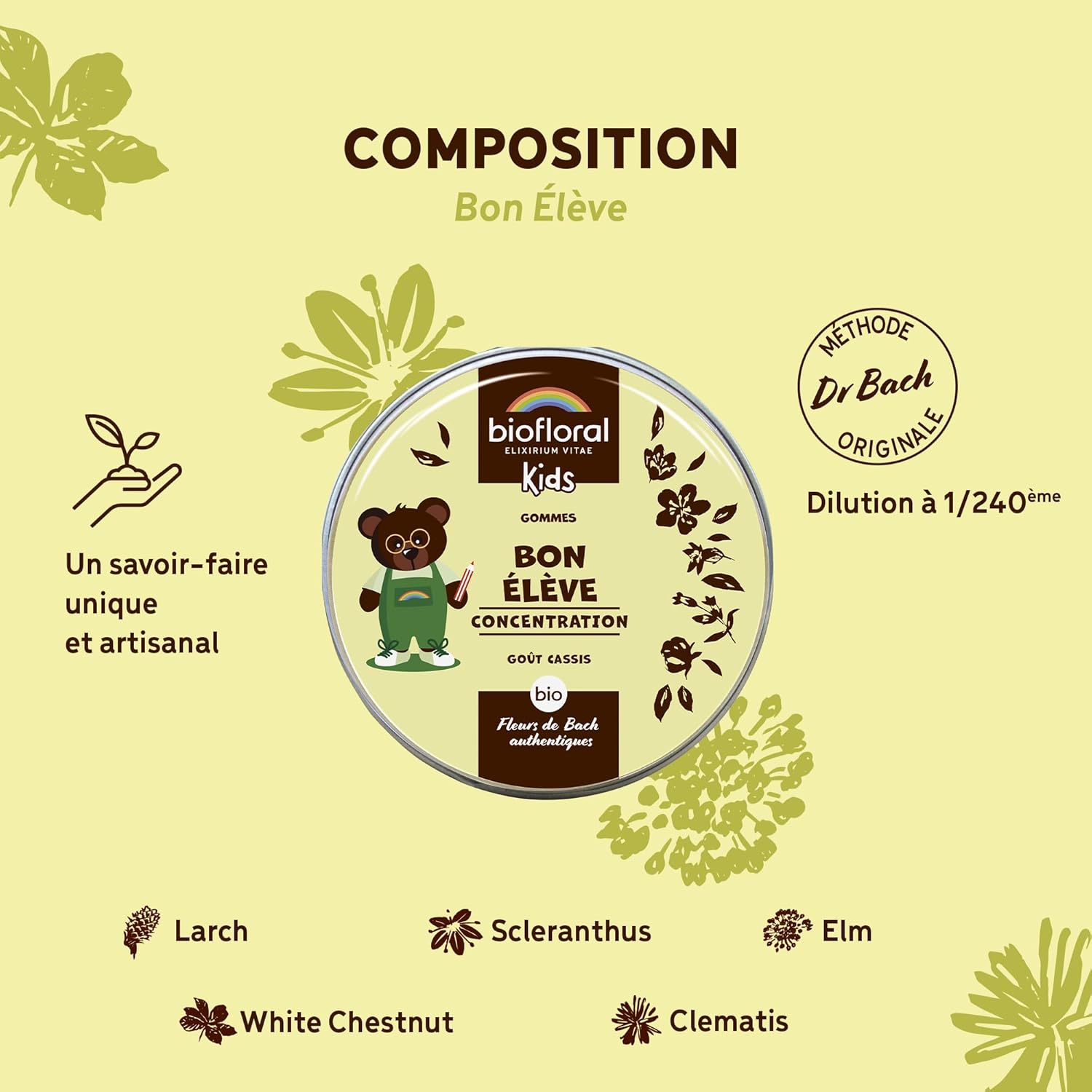 BIOFLORAL KIDS - Bon École - Organic - Concentration - Authentic Bach Flowers - Alcohol Free - 45g - Image 4