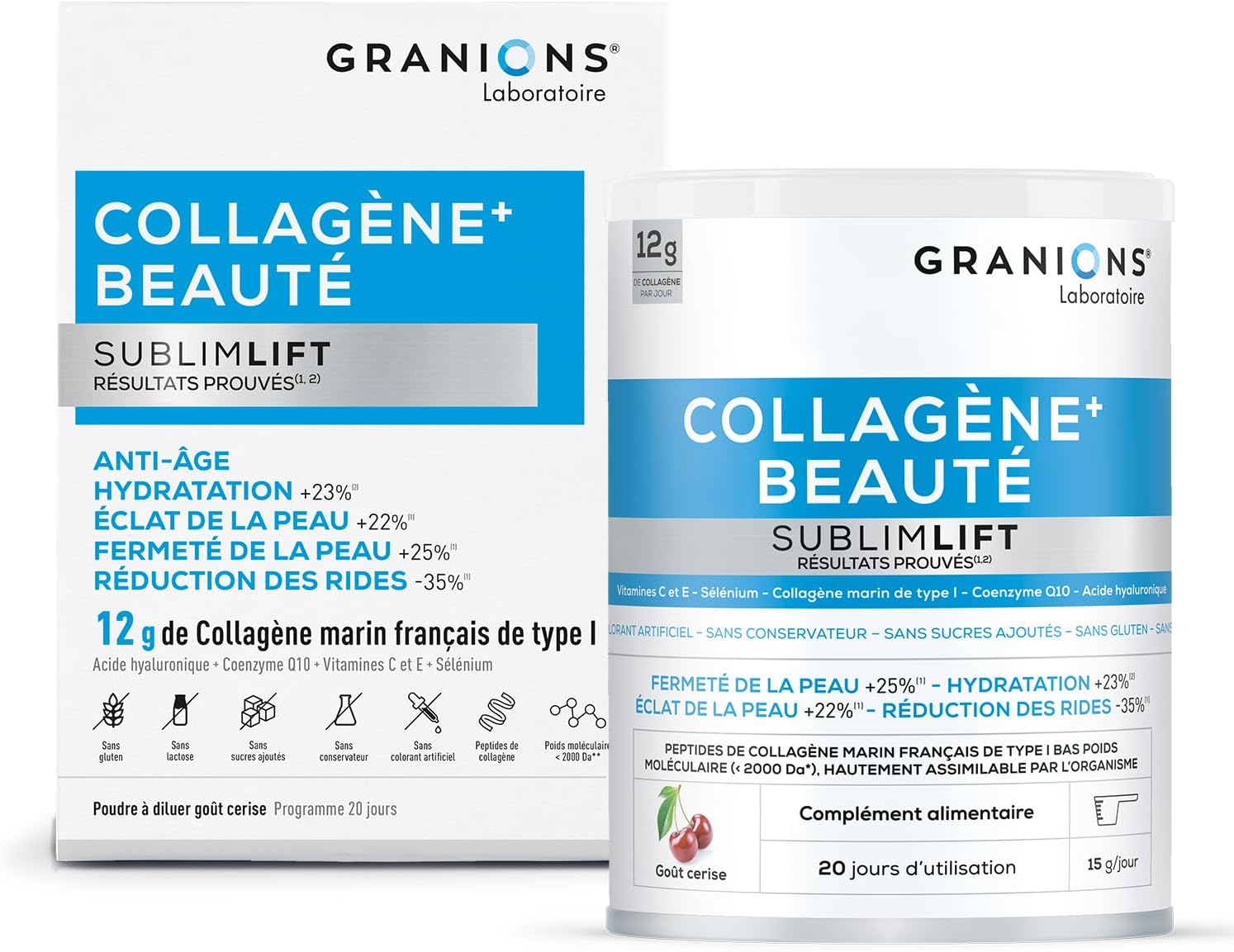 Granions Collagen + Beauty Sublimlift | Type 1 Marine Collagen | 12g Serving-Patented Collagen | Hyaluronic Acid + Vitamin C, E + Coenzyme Q10 | Collagen Powder 300g - Image 3