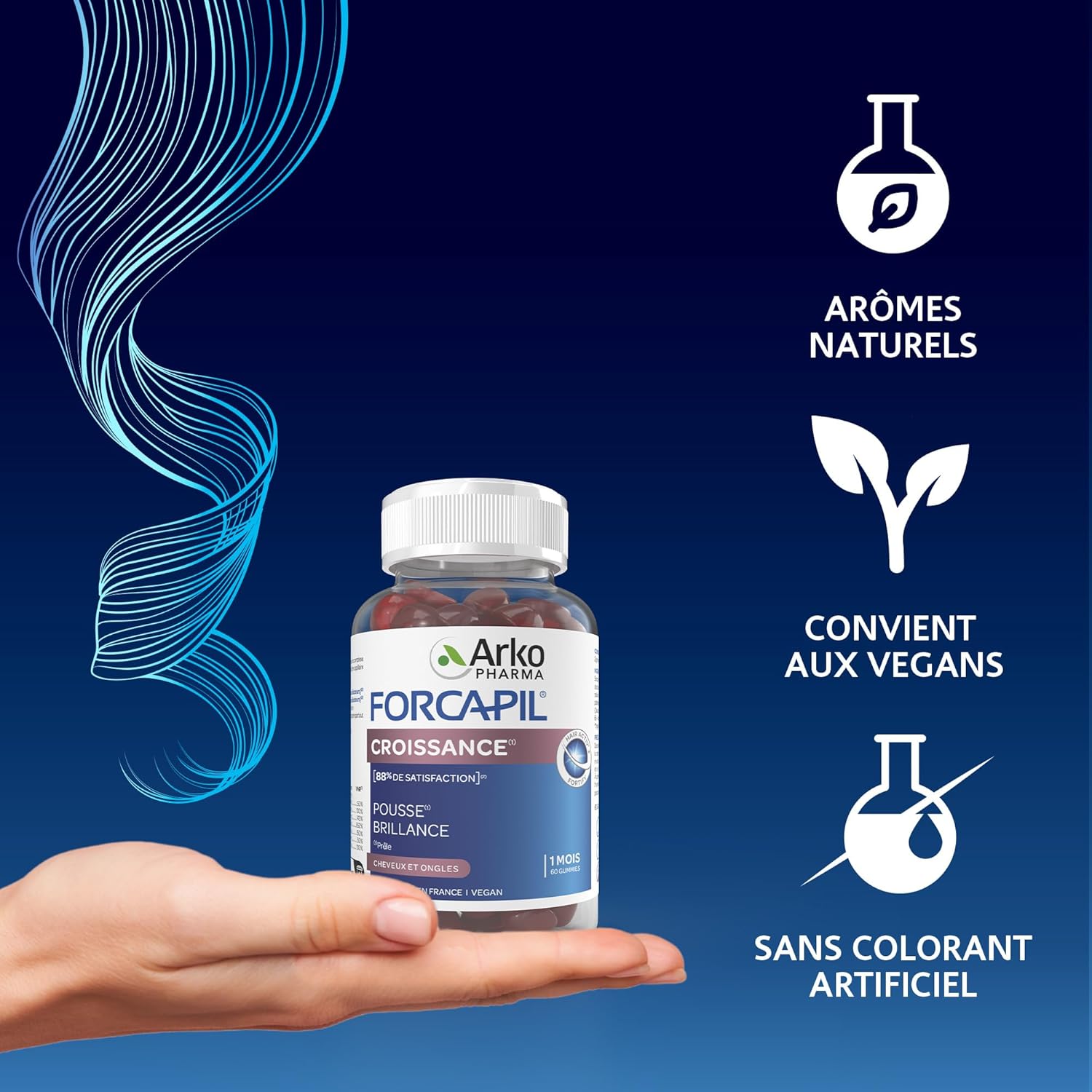 Arkopharma Forcapil Gummies Growth - Hair and Nails - Promotes Hair and Nail Growth - Strengthens Hair Fibre - 60 Gummies - One Month Cure - Image 5