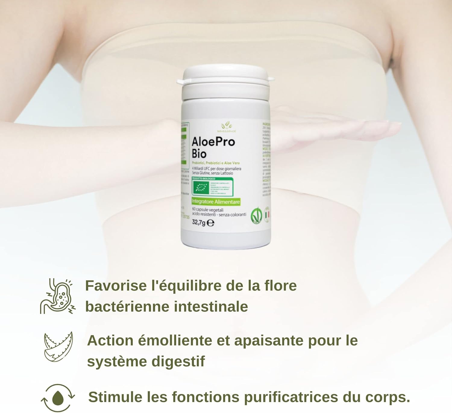 Benessence - Organic Aloe Vera, Probiotics and Prebiotics in Vegetable Capsules - 60 Capsules - Image 4
