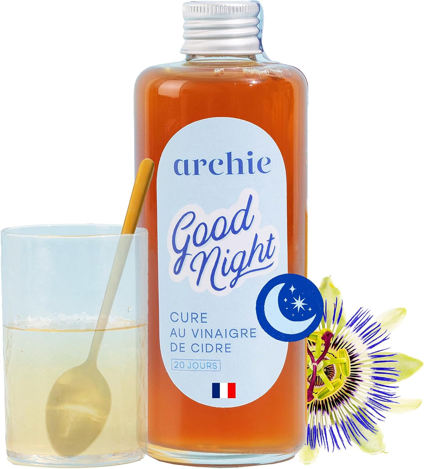 Archie, Good Night Cure Pack, Apple Cider Vinegar - Melisse, Passionflower. Sleep, Serenity, Relaxation. Natural ritual. Made in France. 40 day cure. 2 bottles. - Image 7