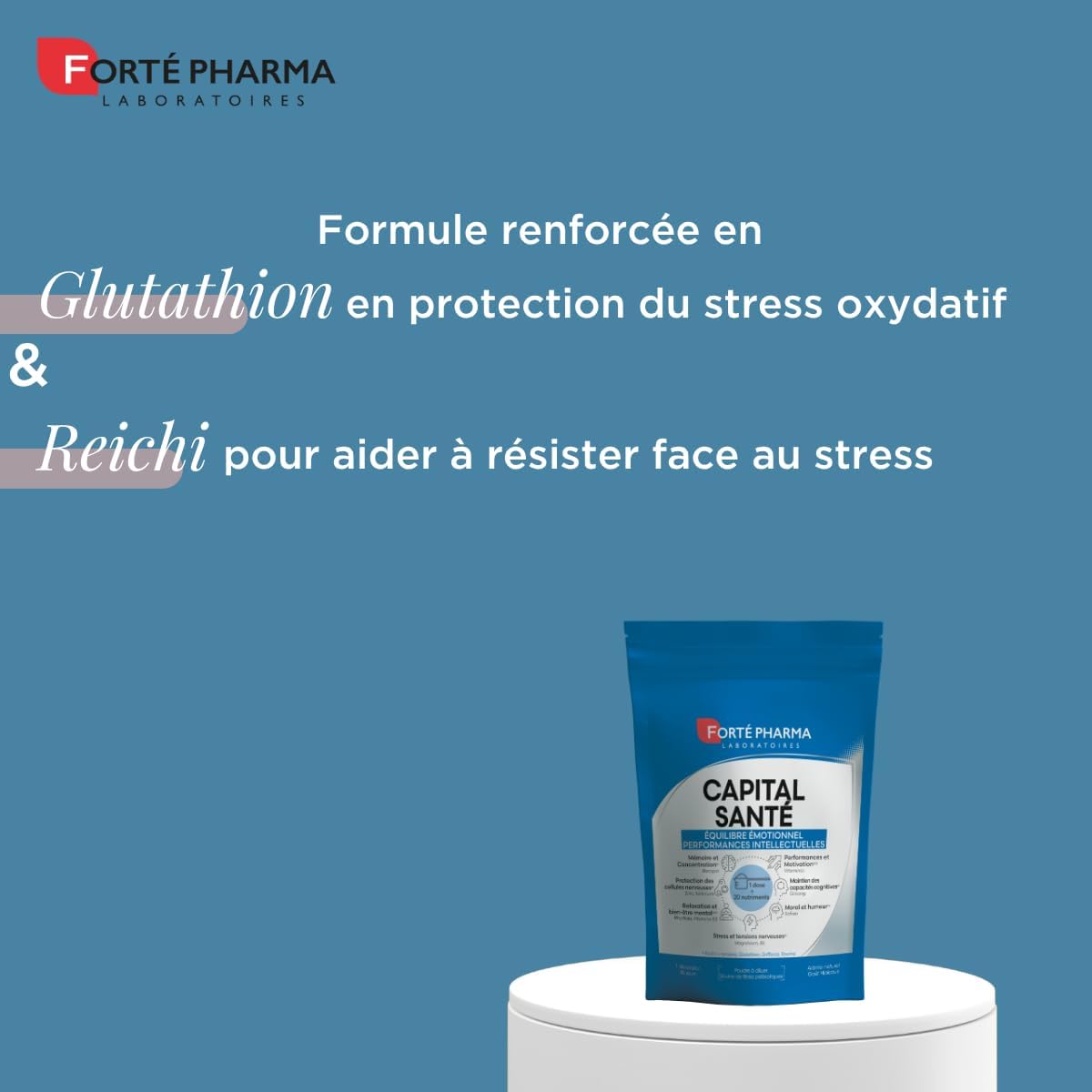 Forté Pharma - Capital Santé Emotional Balance Intellectual Performance - 1 tbsp.=20 nutrients - Vitamins, Ginseng, Magnesium, Reishi, Glutathione, Saffron, Rhodiola - 1 dose/day, 30 days - Image 4
