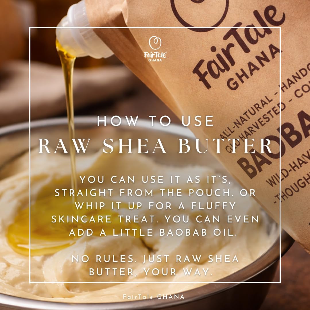 FairTale GHANA Raw African Shea Butter 16oz / 450g + Baobab Oil 210ml / 210ml Set - Image 8