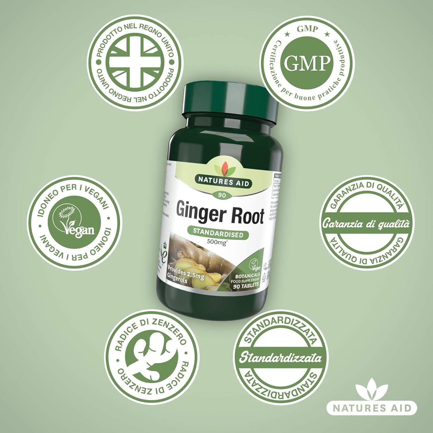Natures Aid Ginger Root 500mg of, 90 Tablets (Plant-Based Dietary Supplement, Providing Gingerols, Vegan Society Approved, Made in UK) - Image 5