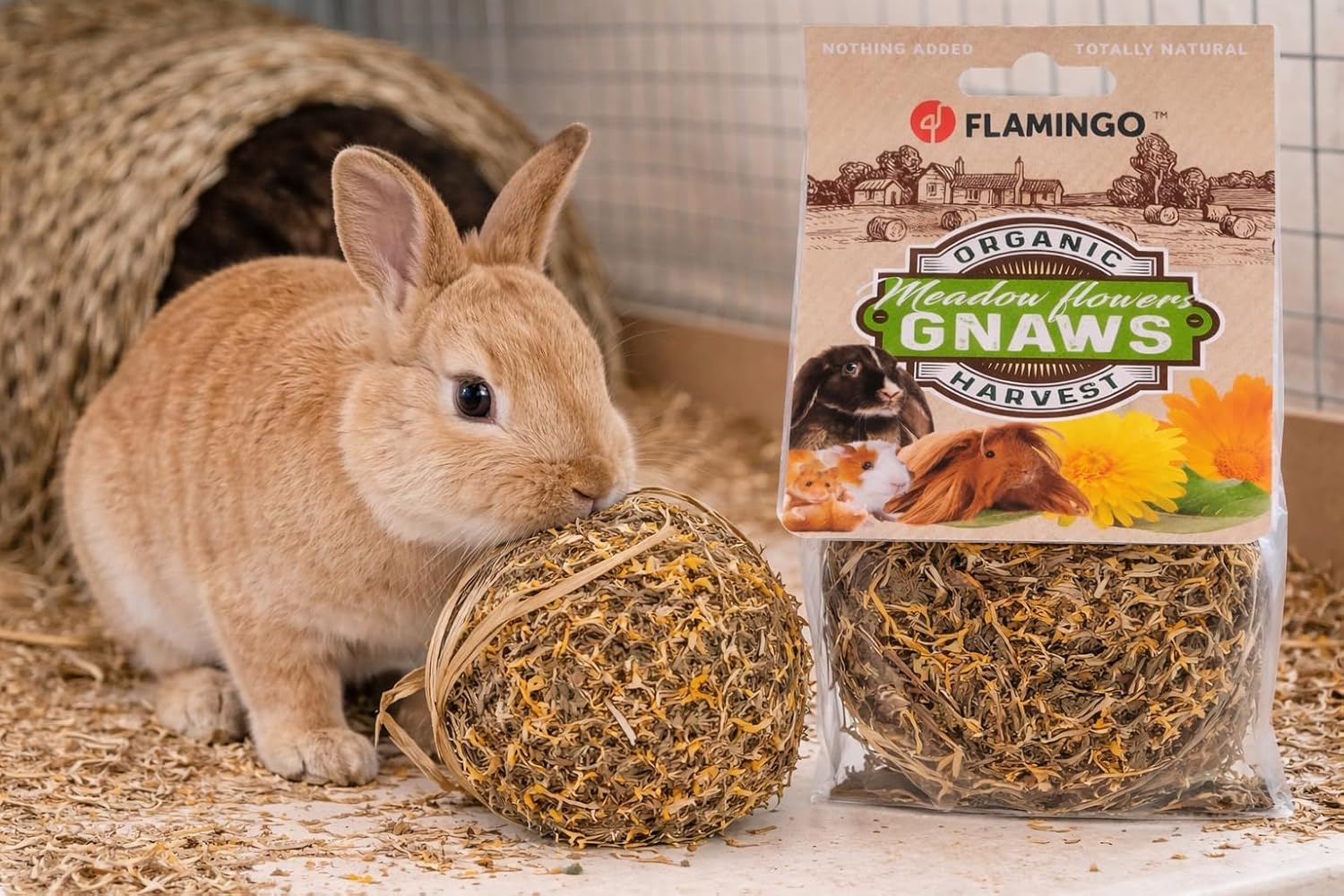 Rabbit Hay Roll Snack - Marigold & Dandelion - 9x9x6cm - 75g - for Rodents - 100% Edible - No Cereals or Added Sugars - Made in Europe - Image 5