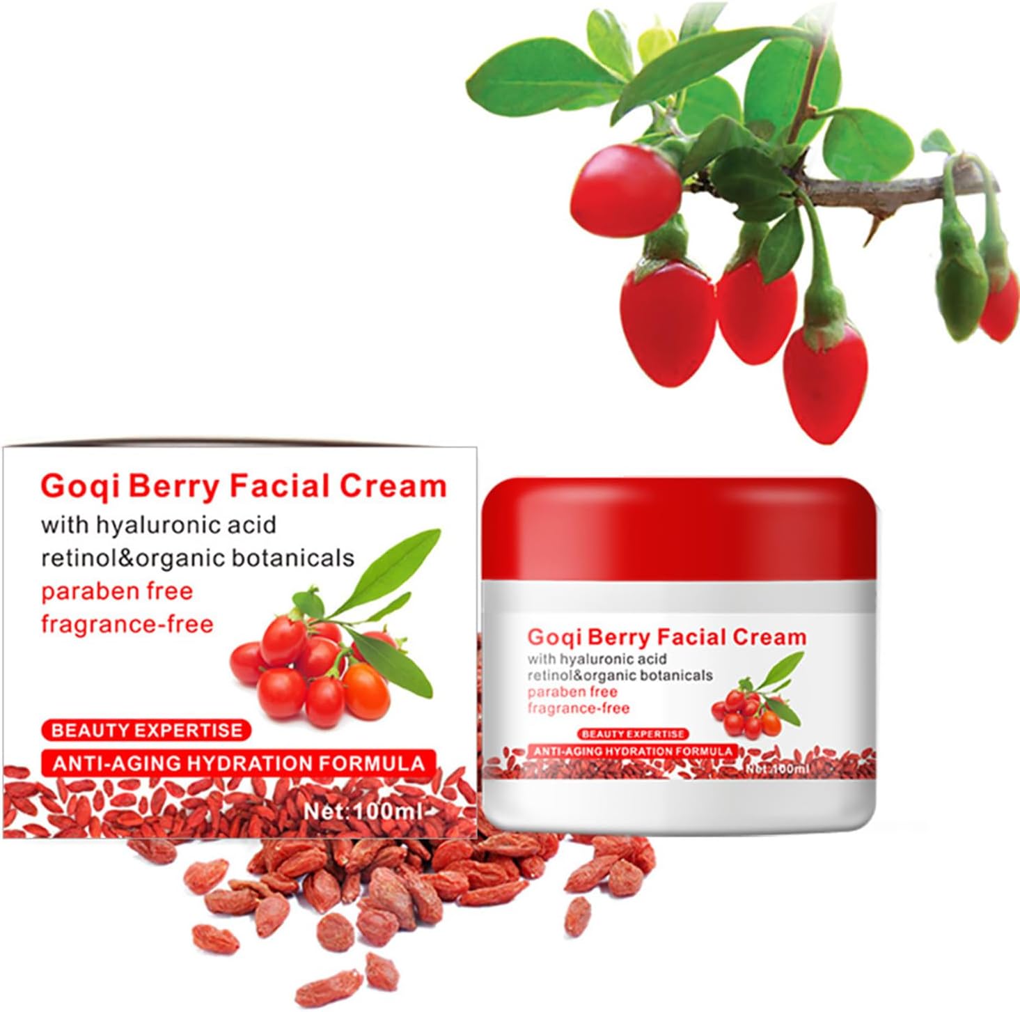 32 Goji Berry Face Cream - Hyaluronic Acid & Vitamin C, Natural Anti-Aging & Anti-Wrinkle Cream for Day and Night, Suitable for Women and Men - Image 4