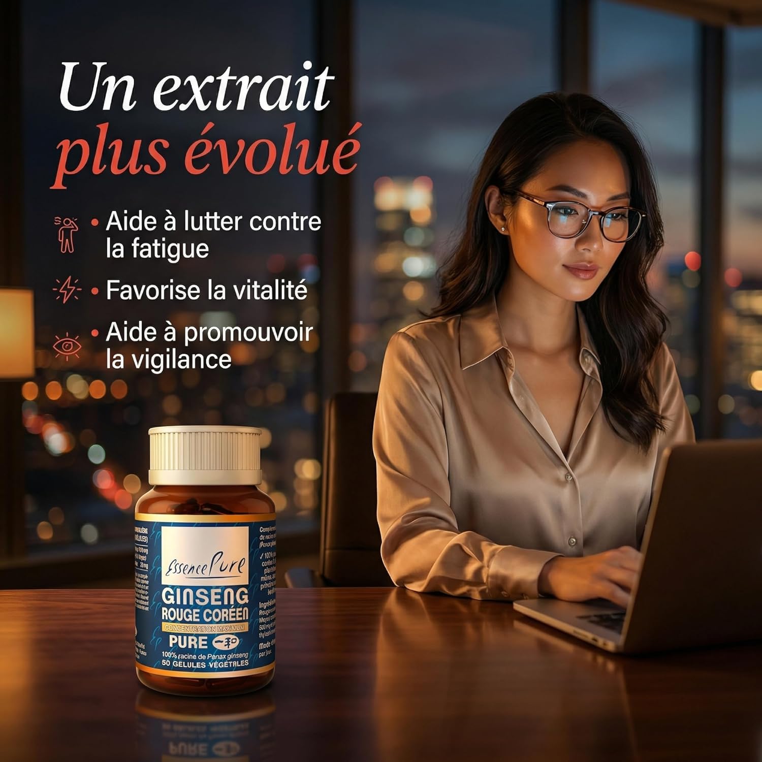 Korean Red Ginseng 1000mg | Panax Ginseng Maximum Concentration in Ginsenosides | Mental & Physical Energy | Natural Adaptogen | 50 Vegan Capsules Pure Essence - Image 5