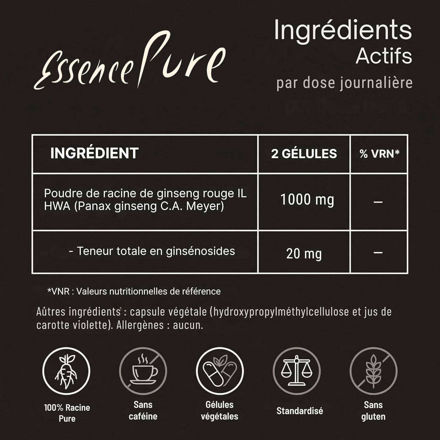 Korean Red Ginseng 1000mg | Panax Ginseng Maximum Concentration in Ginsenosides | Mental & Physical Energy | Natural Adaptogen | 50 Vegan Capsules Pure Essence - Image 8