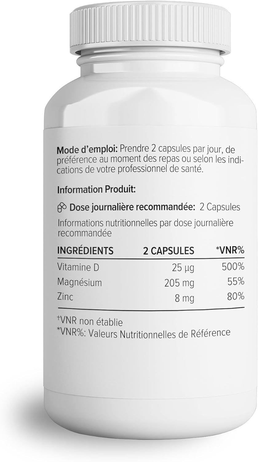 Theonia Magnesium Complex 205mg High Concentration Supplement with Zinc and Vitamin D3 - Helps Muscle and Bone Health - 60 Capsules - Image 3