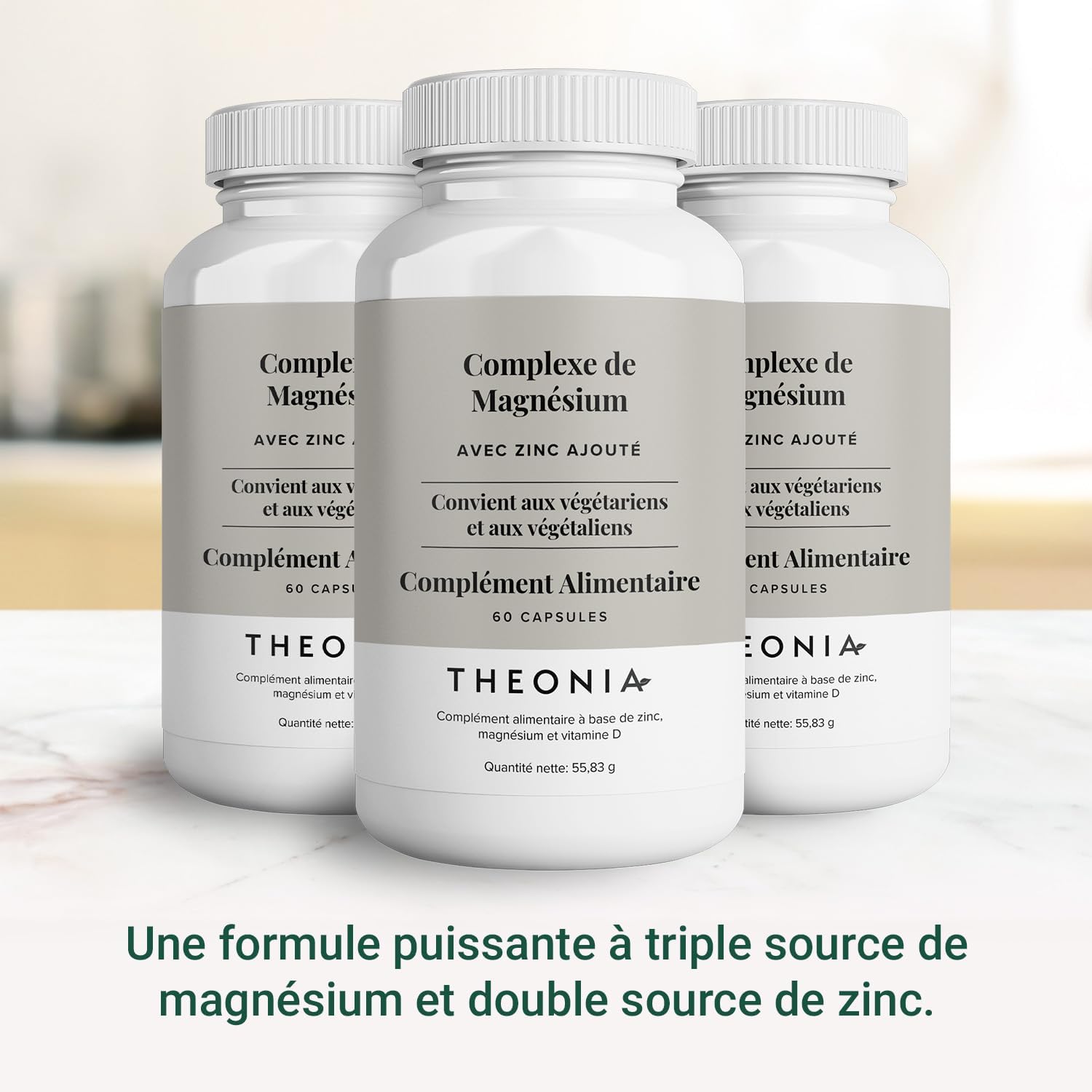 Theonia Magnesium Complex 205mg High Concentration Supplement with Zinc and Vitamin D3 - Helps Muscle and Bone Health - 60 Capsules - Image 5