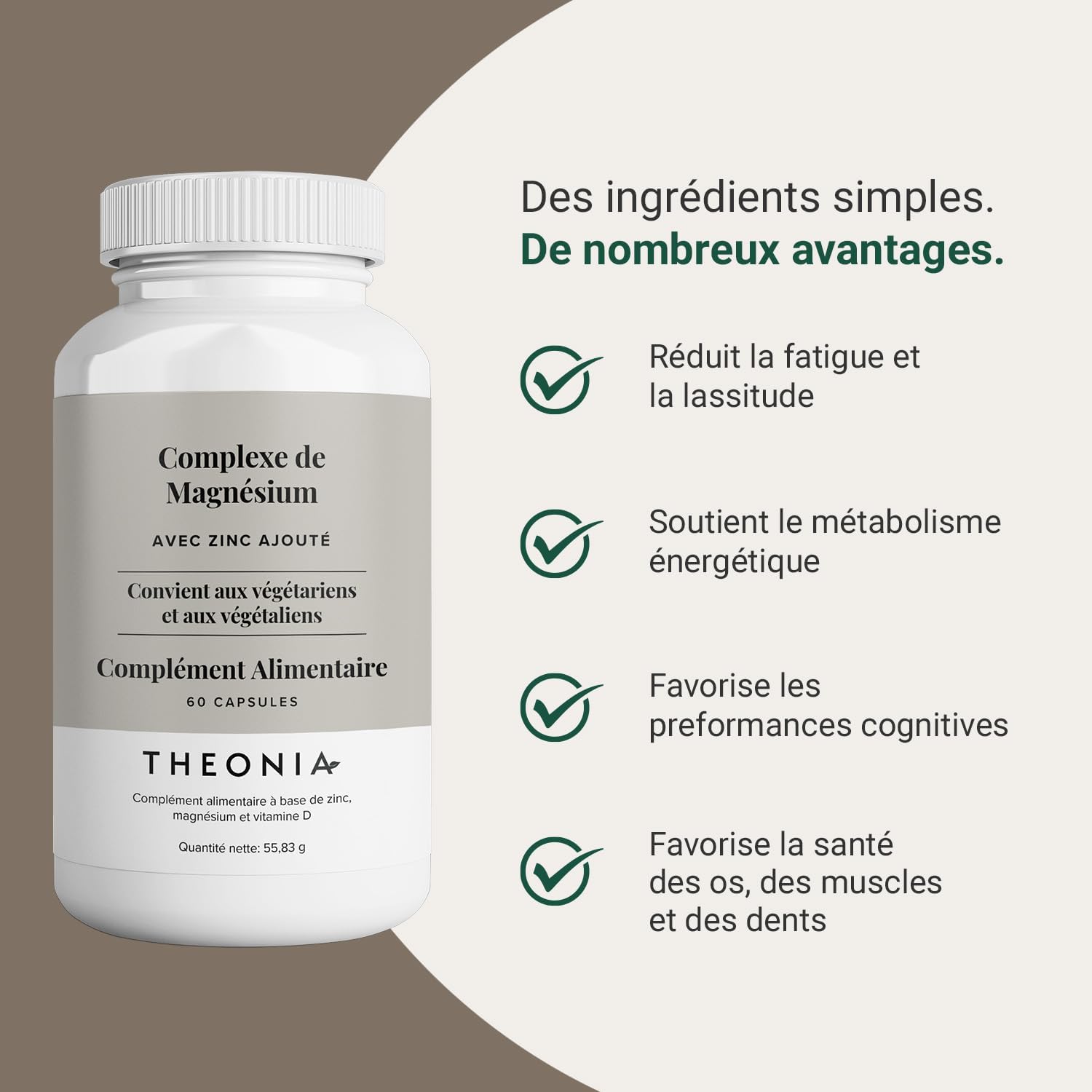 Theonia Magnesium Complex 205mg High Concentration Supplement with Zinc and Vitamin D3 - Helps Muscle and Bone Health - 60 Capsules - Image 6