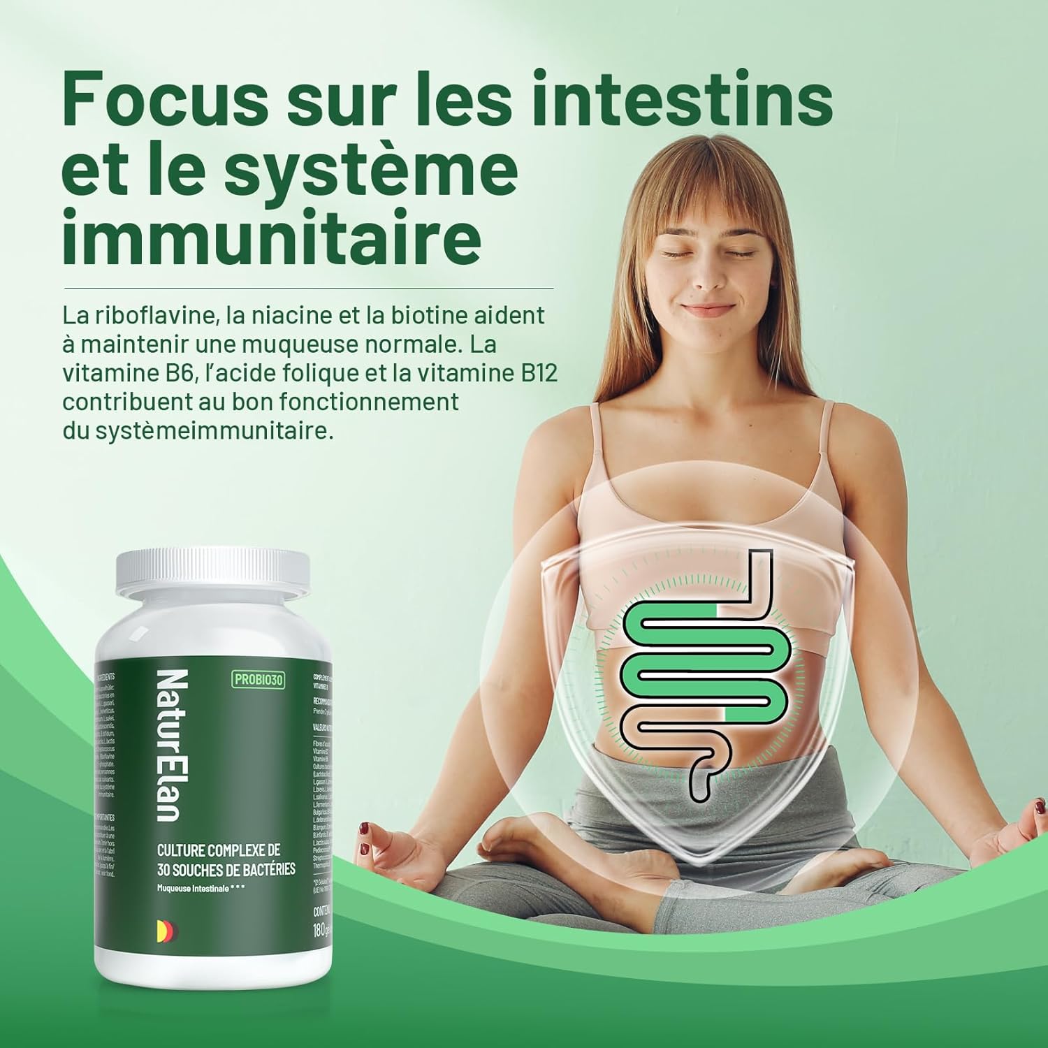 Probiotic Intestinal Flora | 30 Bacteria Strains | 180 Capsules | 20 Billion CFU/day | With Active B Complex and Acacia Fiber | Gastro-Resistant & Vegan | Lactobacillus & Bifidobacteria - Image 5