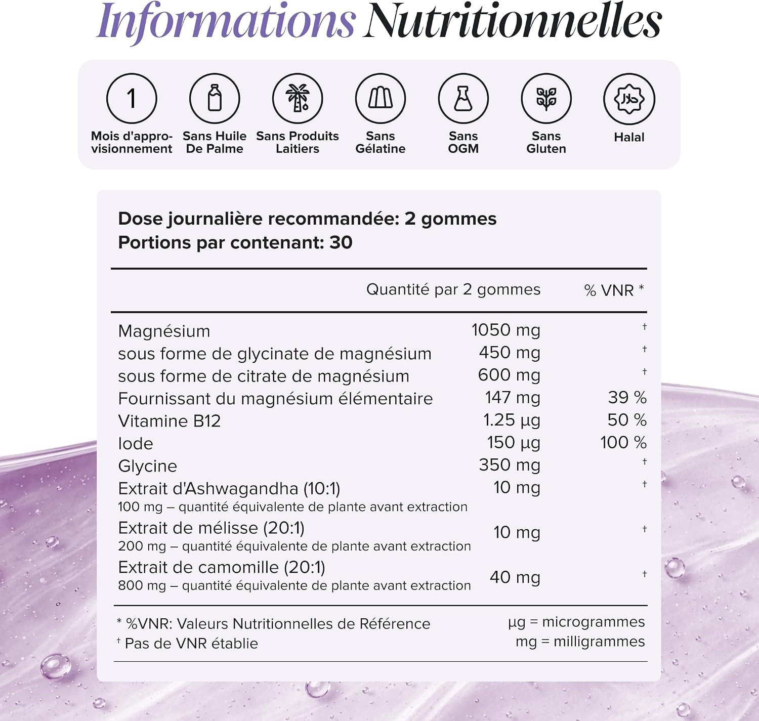 Calme Magnesium Glycinate Gummies – Magnesium, Glycine, Ashwagandha, Chamomile & Lemon Balm + B12 & Iodine – Nervous System & Psychological Functions – Vegan, Gluten Free – 60 Gummies – Novomins - Image 6