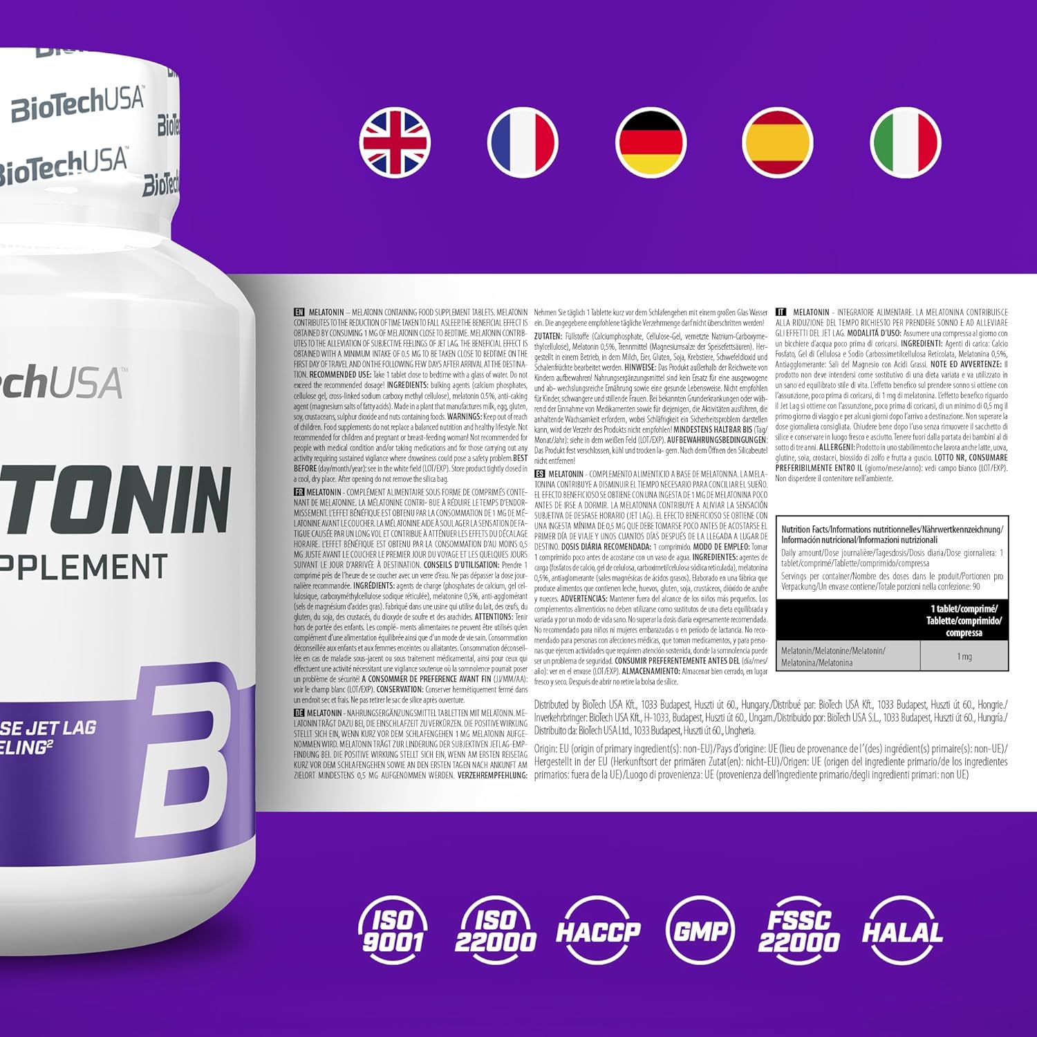 BioTechUSA Melatonin, Dietary Supplement Tablets, Containing Melatonin, 90 Tablets - Image 5