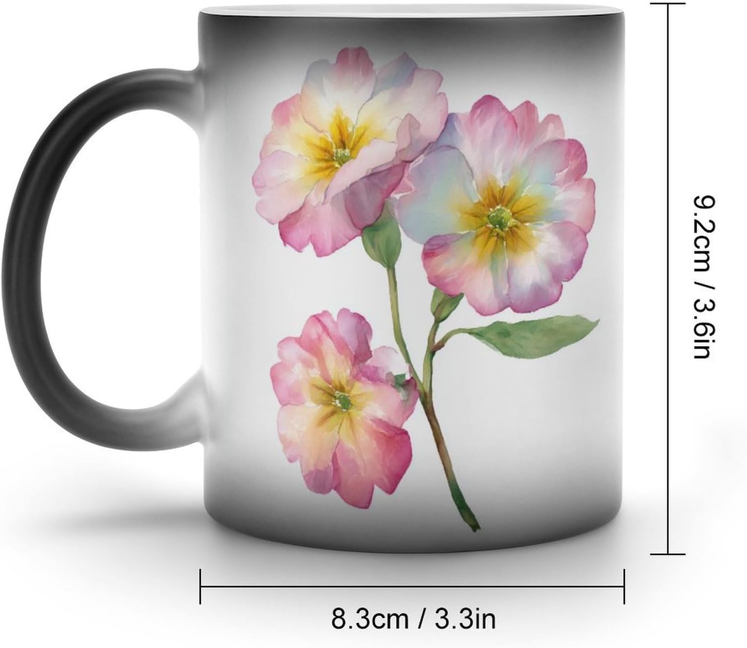 Tasse à café en céramique à changement de couleur avec fleurs d'onagre - 325 ml - Image 3