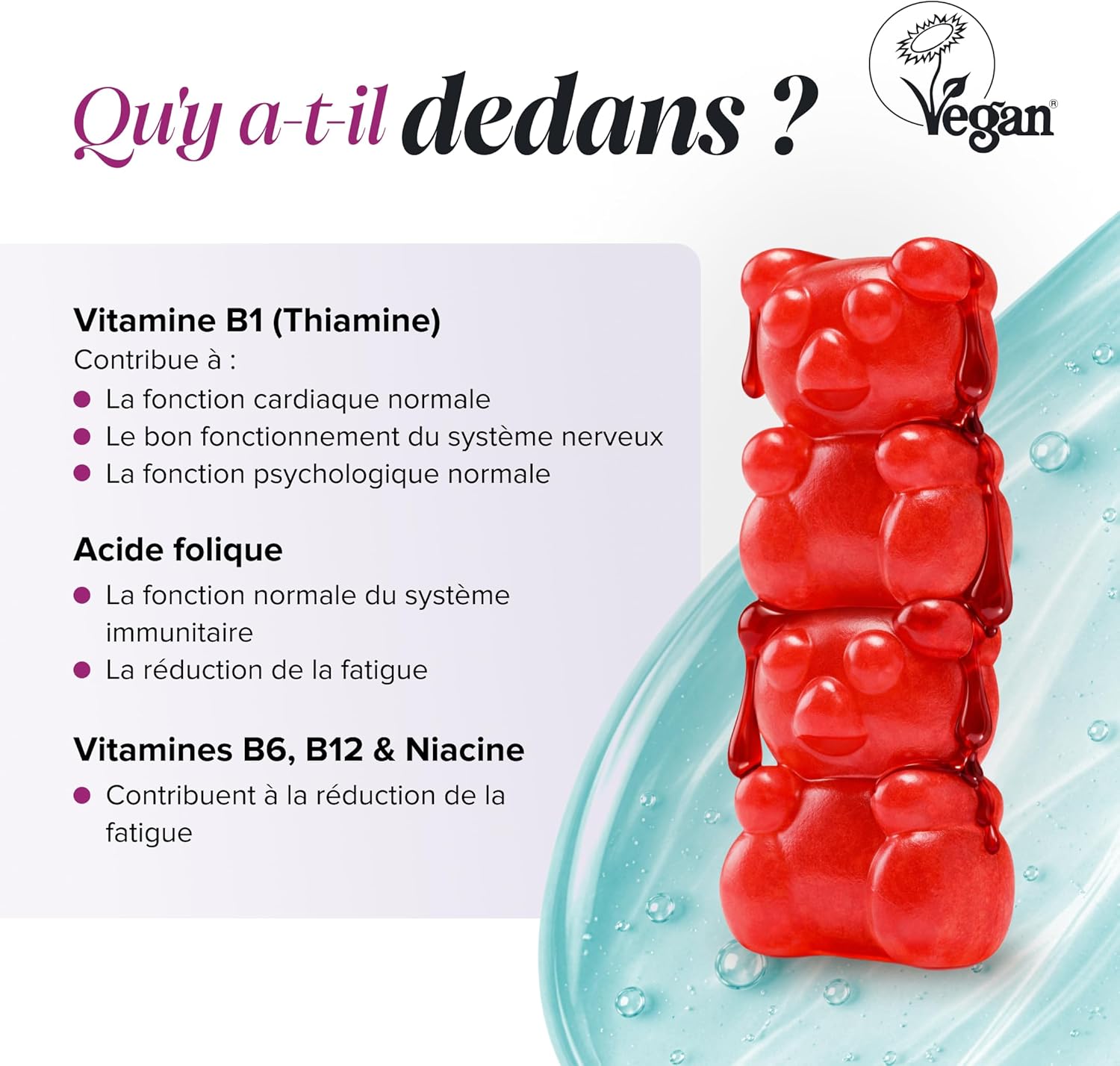 Vitamin B12 Child Gummies - Vitamin B Complex (B1, B2, B6, B12 + Folic Acid & Biotine) - Energy, Nervous System & Fatigue - Vegan, Gluten Free - 30 Strawberry Gummies - Novomins - Image 5