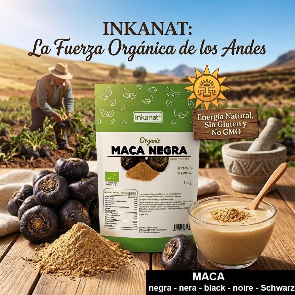 Organic Black Maca Powder - 150g | inkanat | Natural Energy, Vitality and Physical and Mental Performance - Image 3