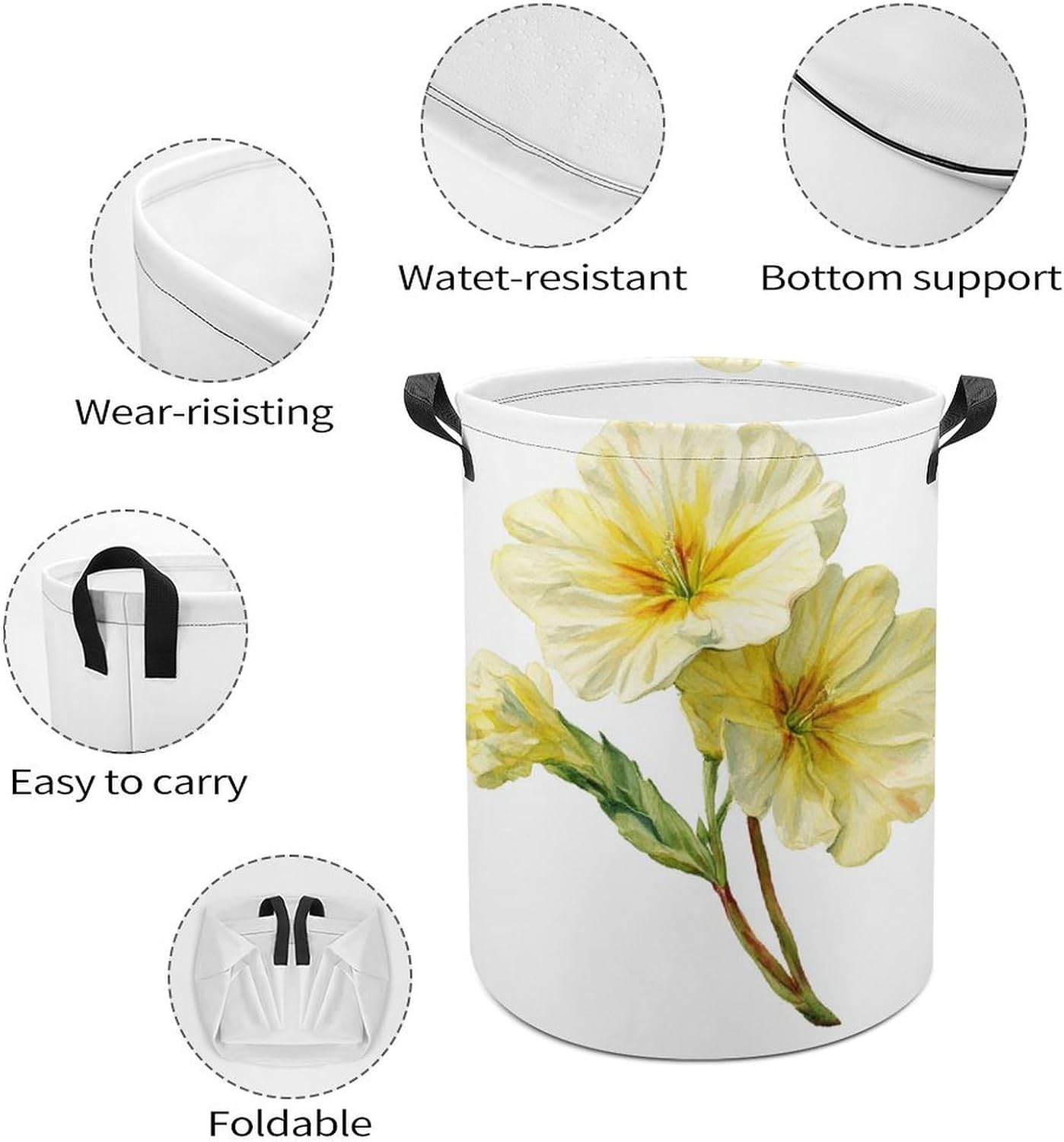 Paniers à linge longs à motif de fleurs d'onagre - Panier à linge imperméable et pliable - Panier à linge sale pour salon, salle de bain - Image 5