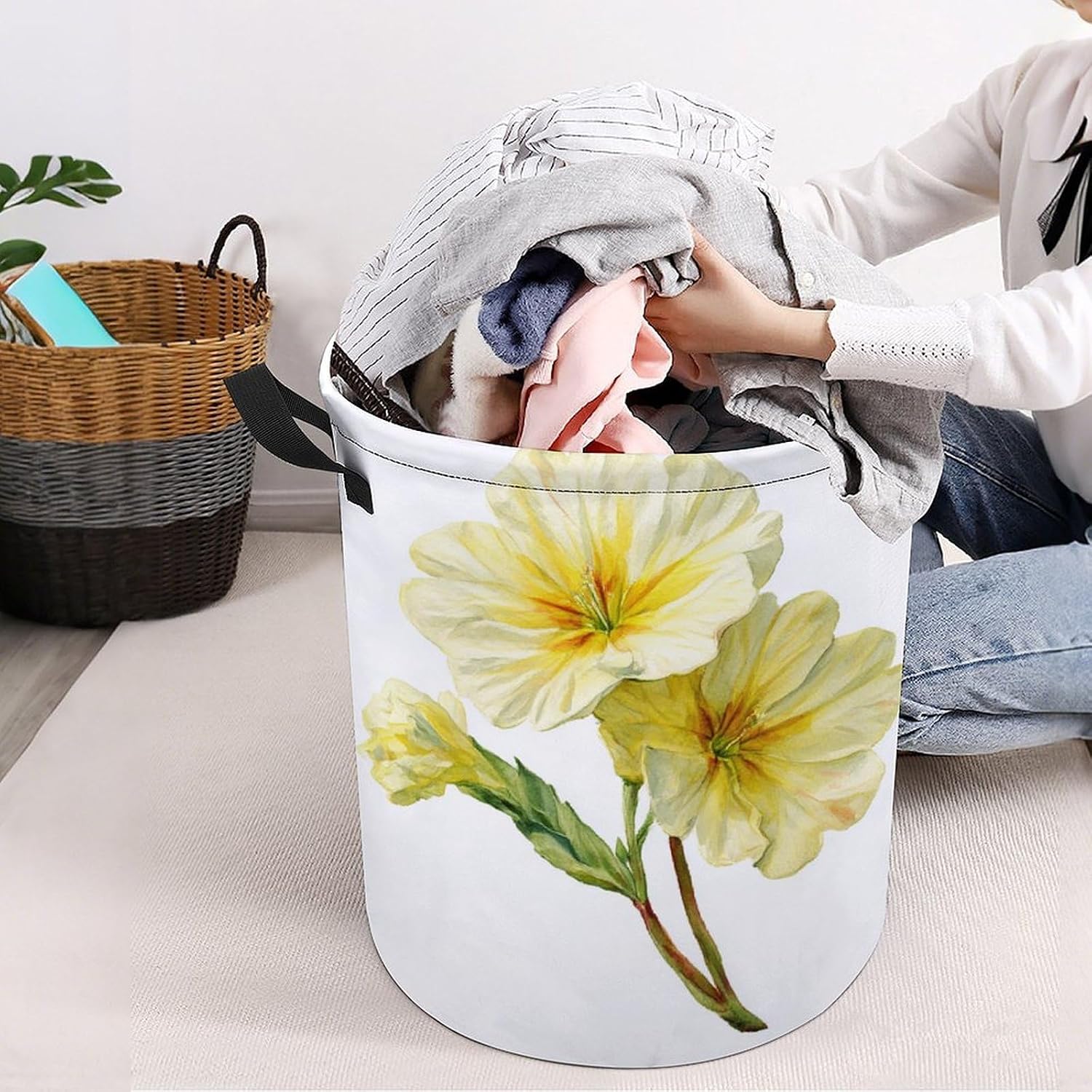 Paniers à linge longs à motif de fleurs d'onagre - Panier à linge imperméable et pliable - Panier à linge sale pour salon, salle de bain - Image 7