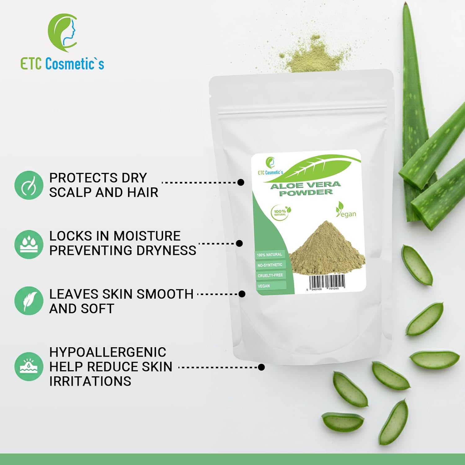 Aloe Vera Powder - 100g - Face Masks, Body Mask, Hair Mask, Promotes Hair Growth, Moisturizing, Natural & Chemical Free - Image 5